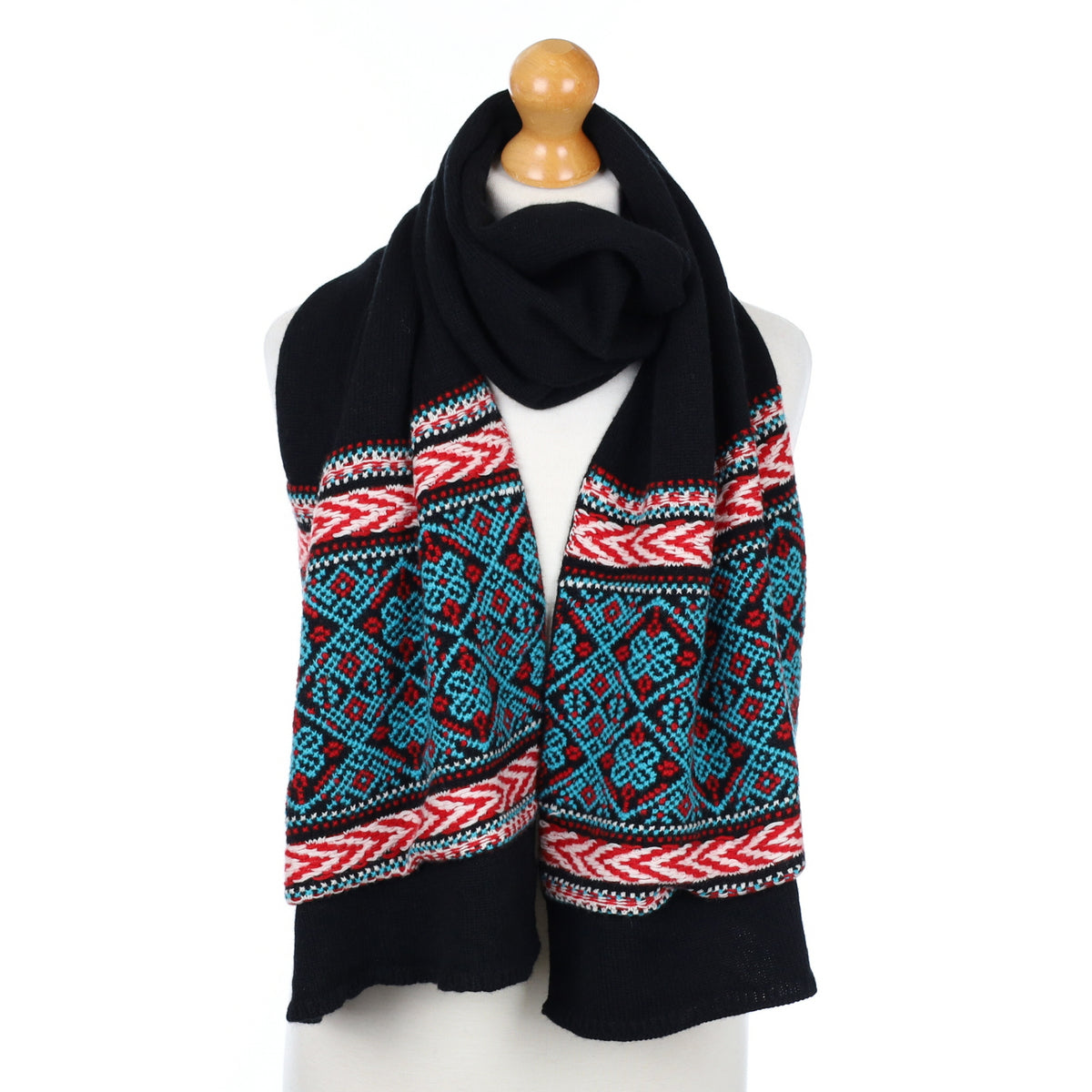 Brand New Scottish Chunky Black Patterned Cashmere Scarf