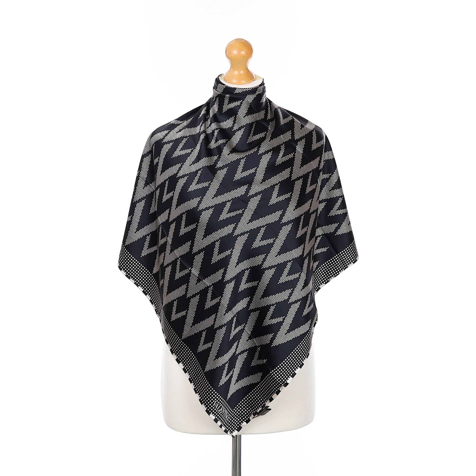 Designer Valentino Black and White Silk Scarf