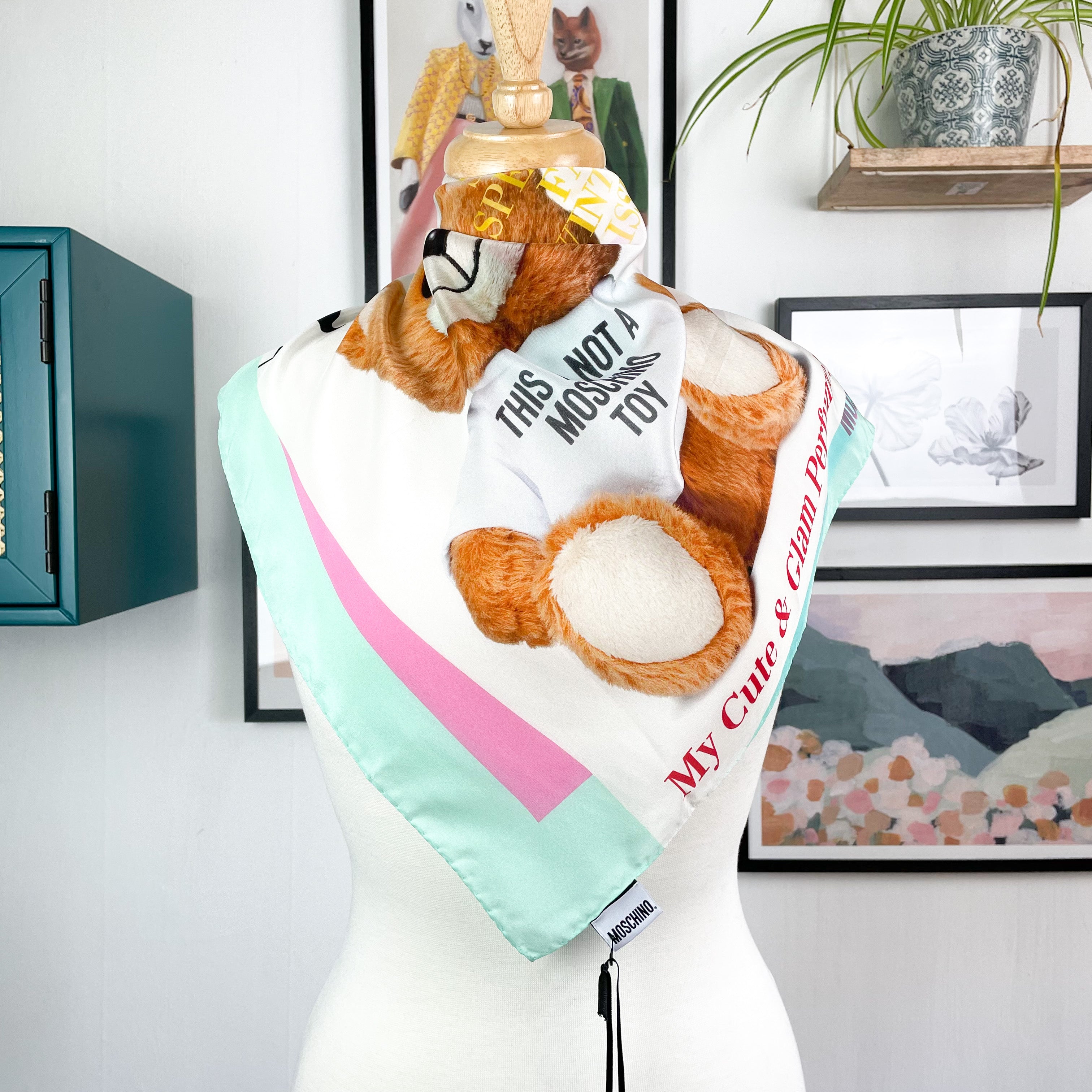 Brand New Moschino Teddy Silk Scarf