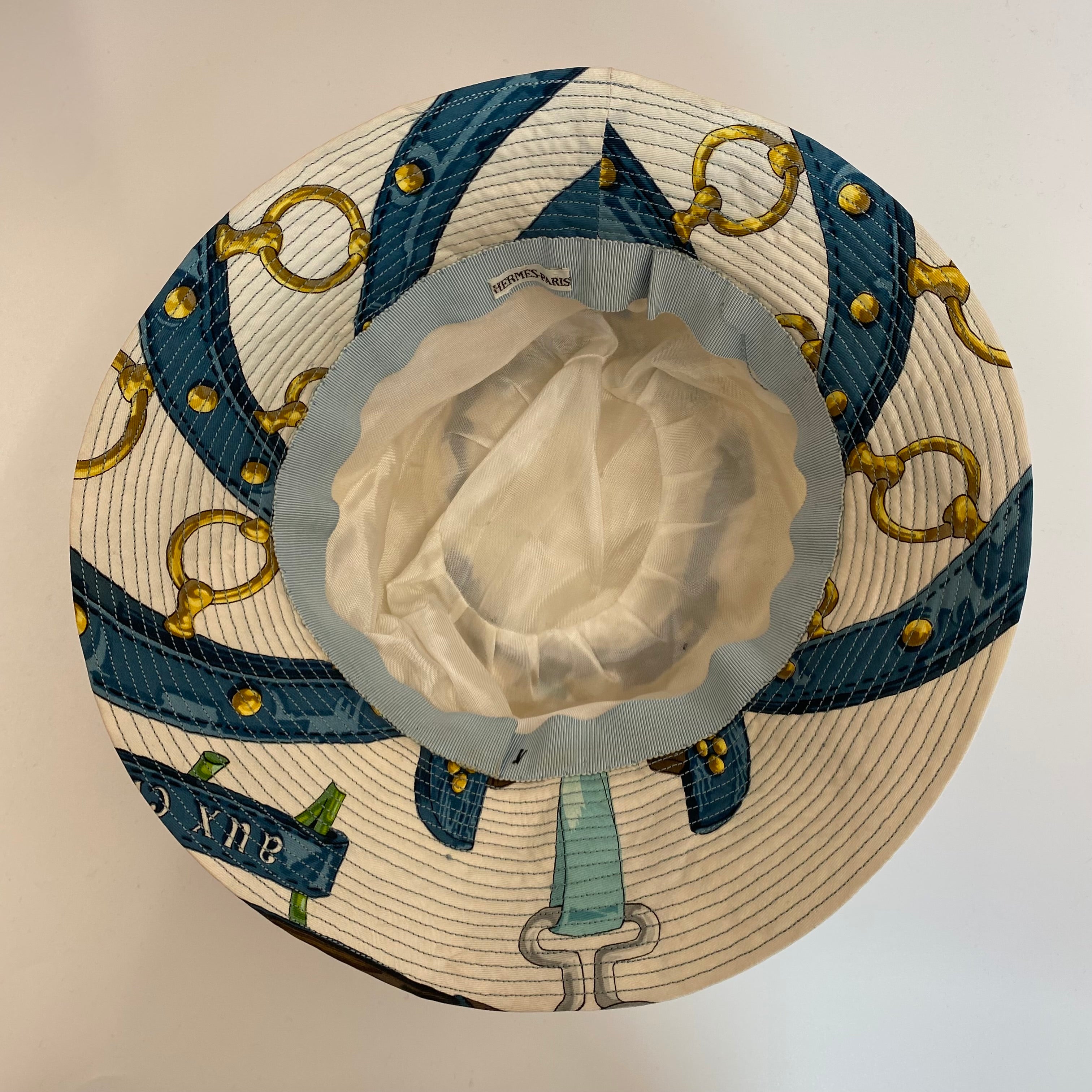 Boxed Hermès Aux Champs Vintage Silk Sun Hat