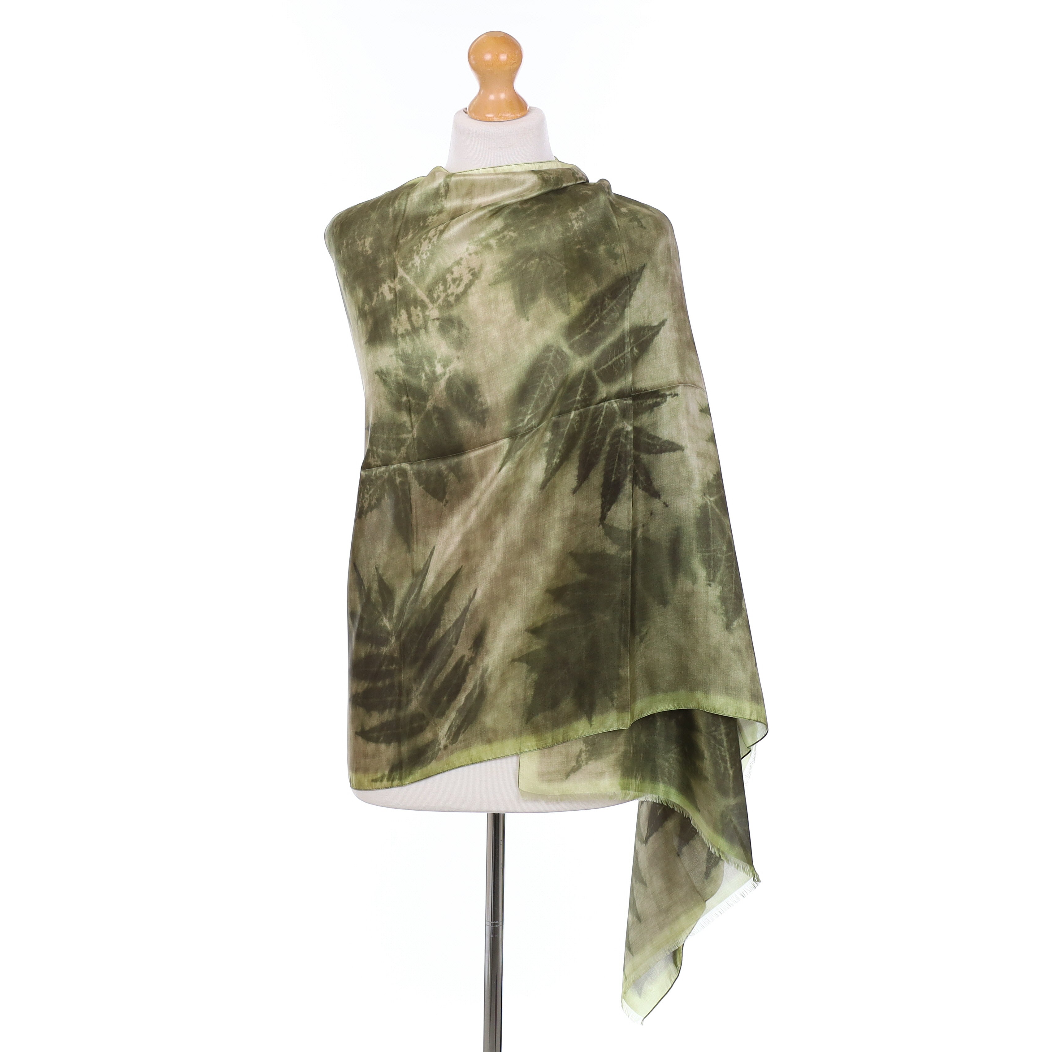 Brand New Italian Green Botanical Silk Wrap