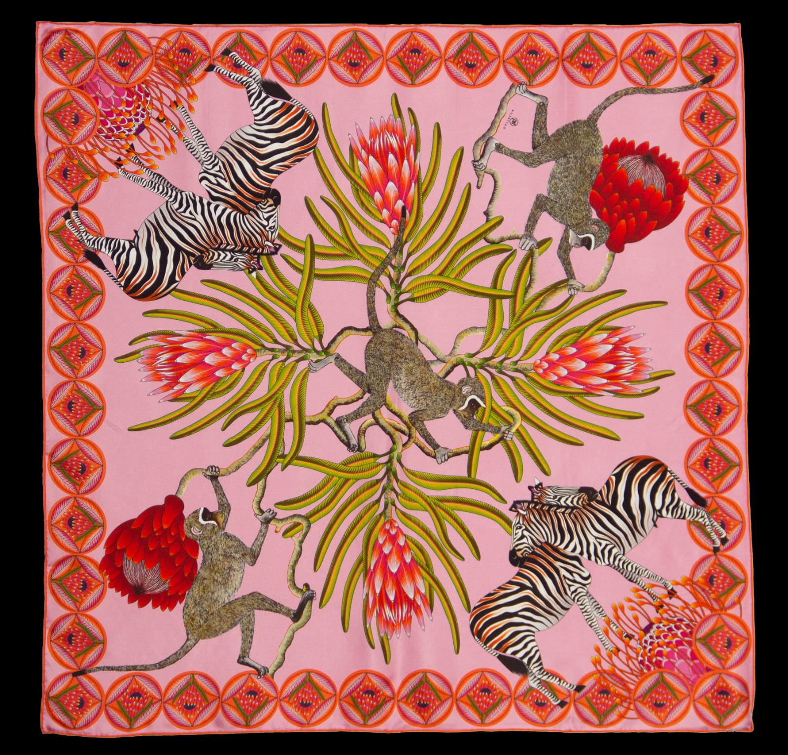 Brand New Bellezza Two Tone Pink Zebra Safari Double Faced Silk Scarf Extra Large