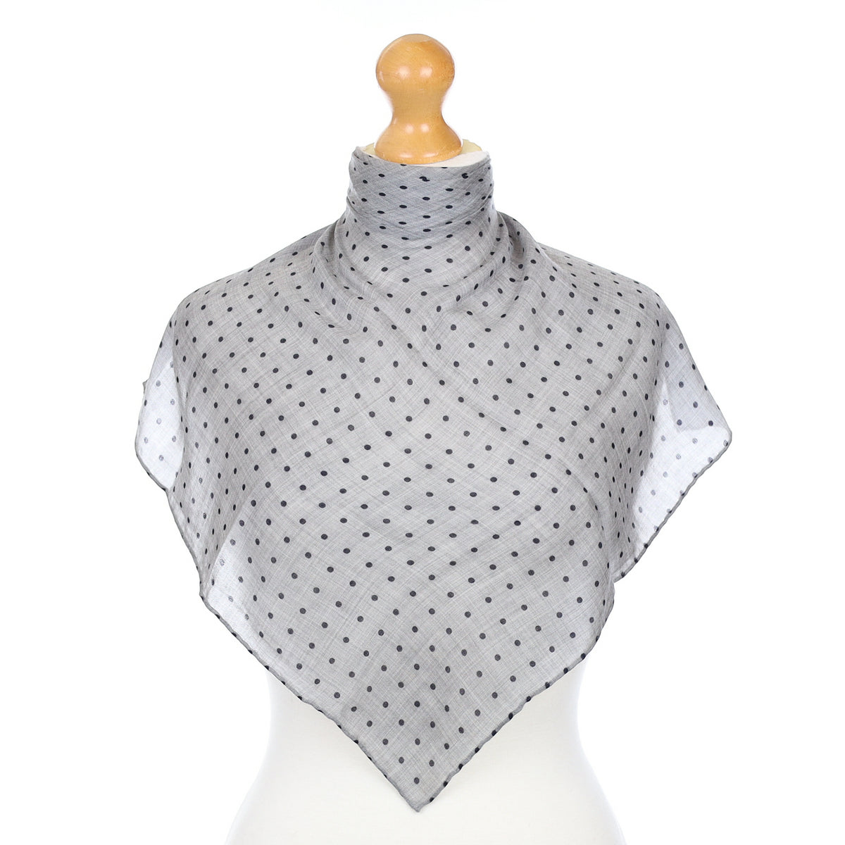 Scottish Begg & Co Grey and Navy Spot Hanover Square Cashmere Scarf