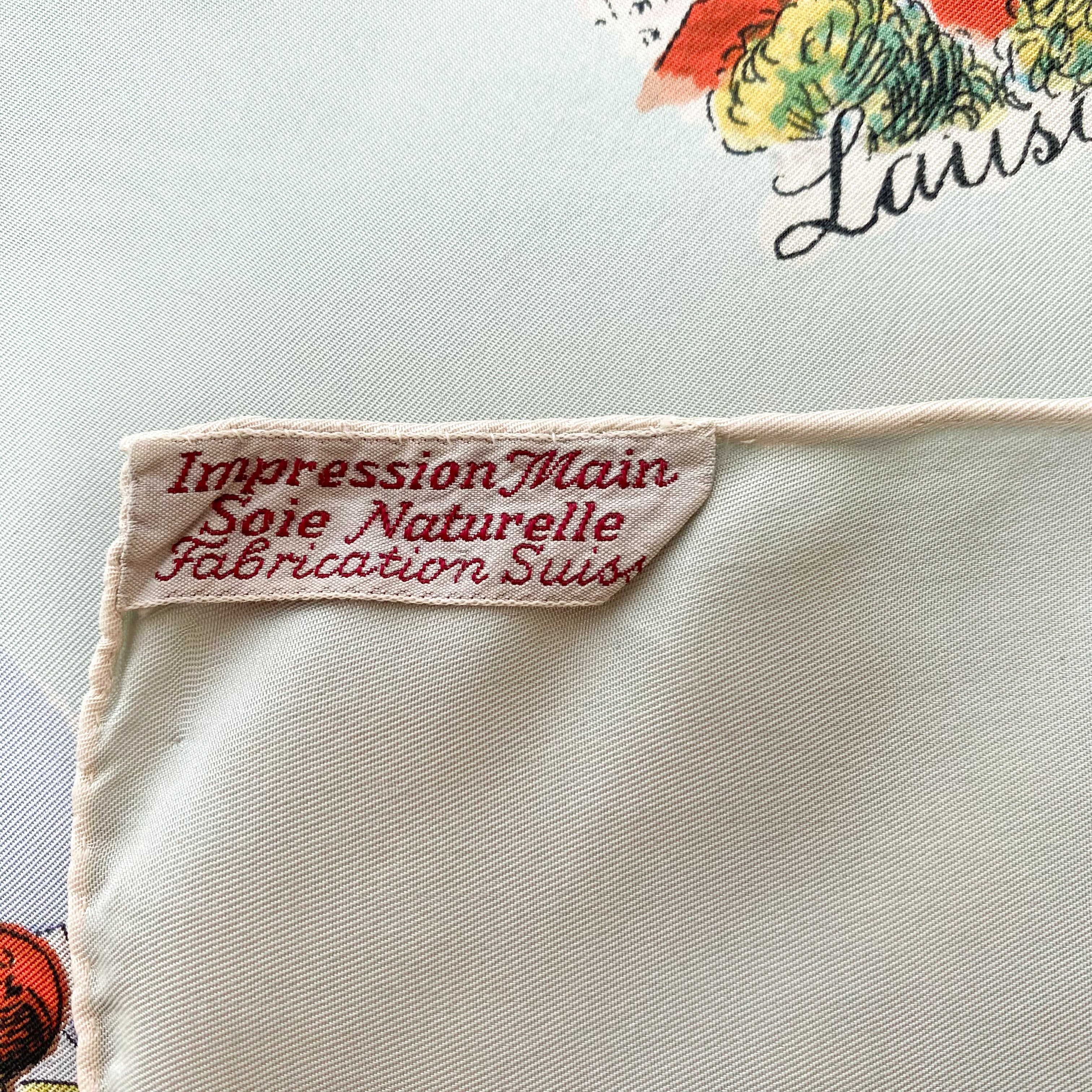 1950s Swiss Tourist Vintage Silk Scarf