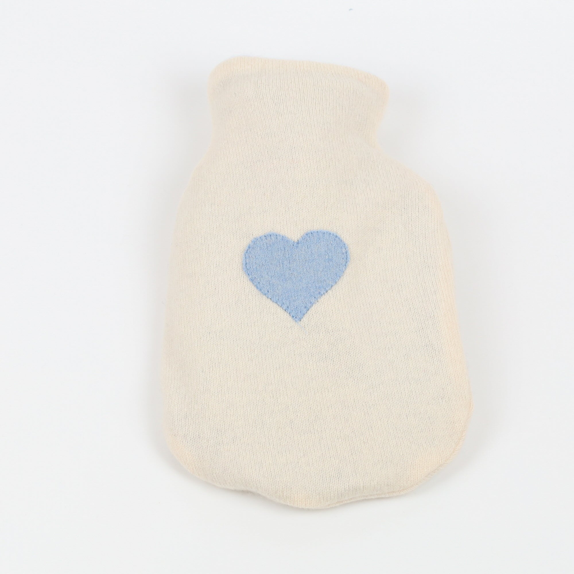 Ivory and Pale Blue Small Cashmere Hot Water Bottle