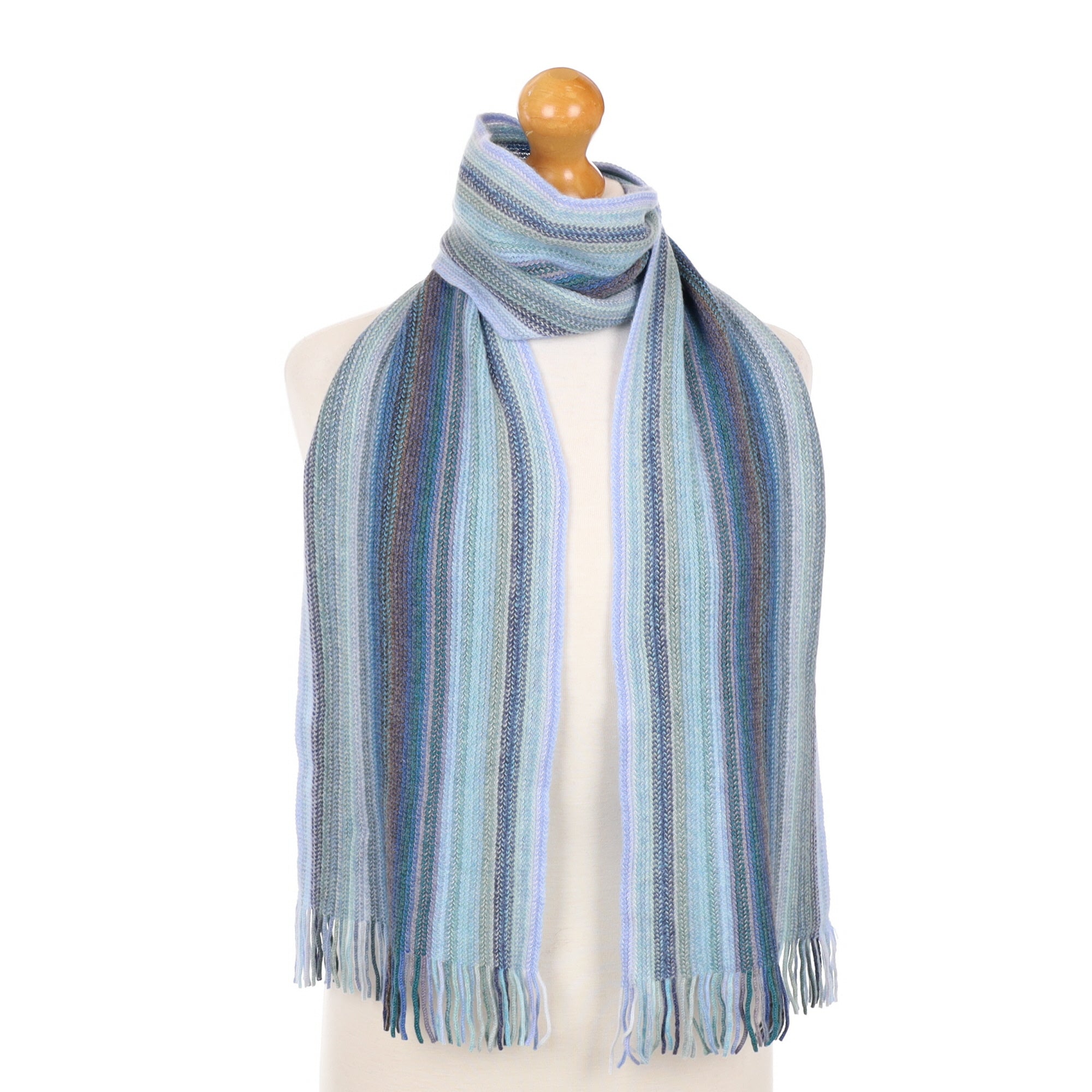 Brand New Scottish Light Blue Striped Scarf