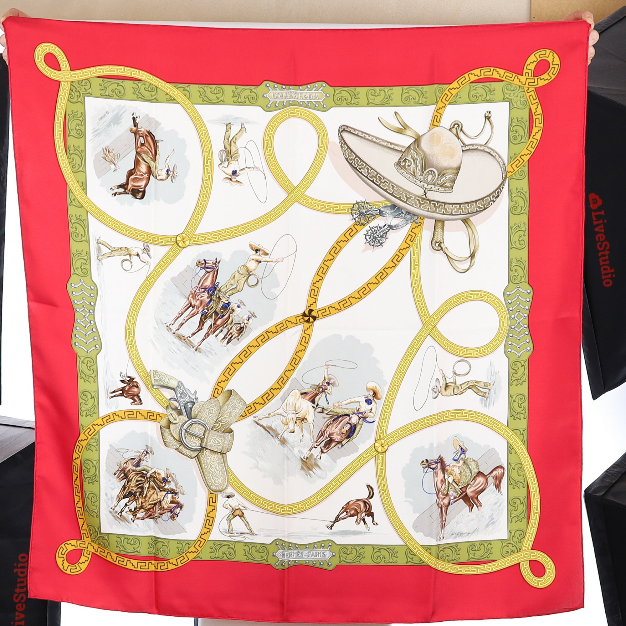 Immaculate Hermès Charreada Silk Scarf