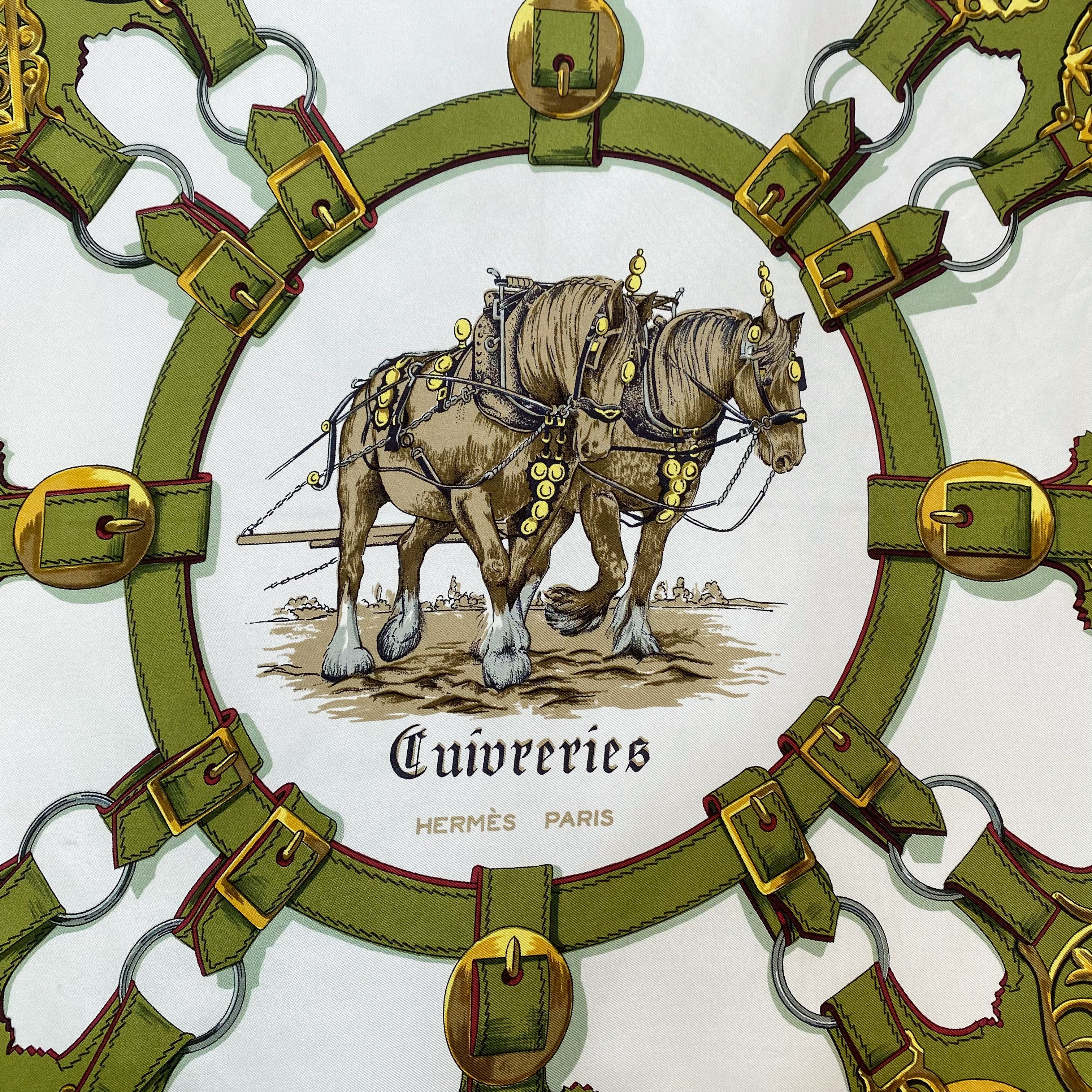 Boxed Hermès Cuivreries 1963 Silk Scarf