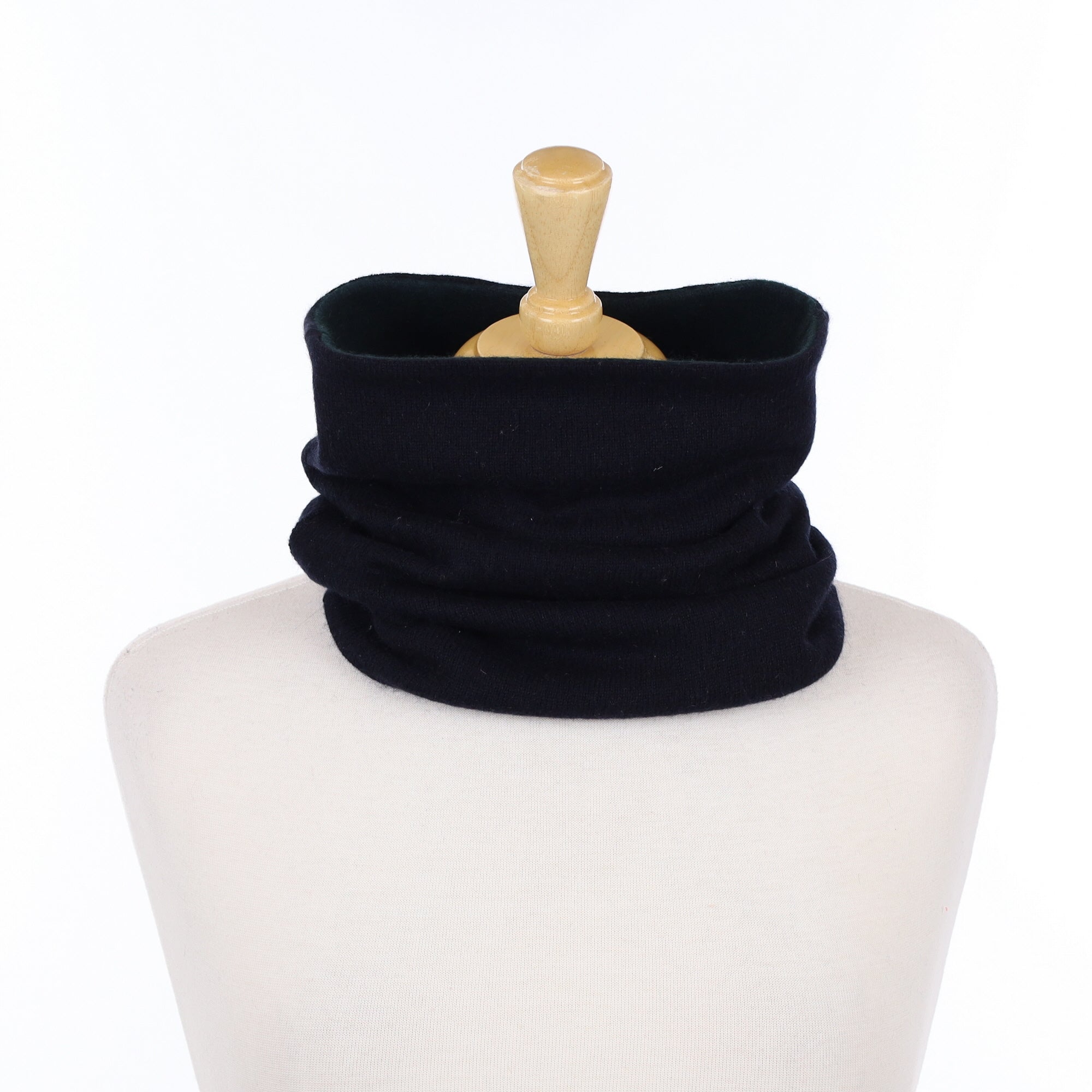 Black and Dark Forest Green Luxury Double Layered Snood