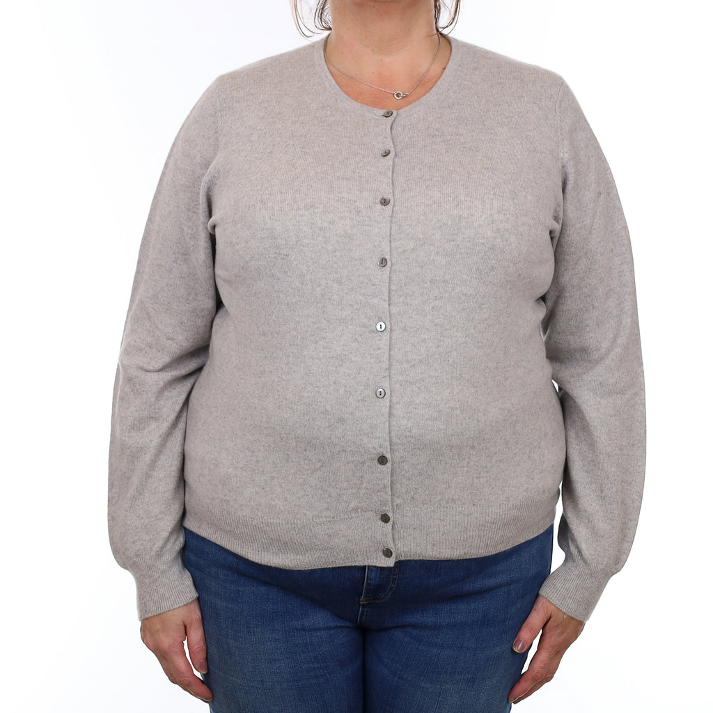 Mist Grey Cashmere Crew Neck Cardigan Extra Large