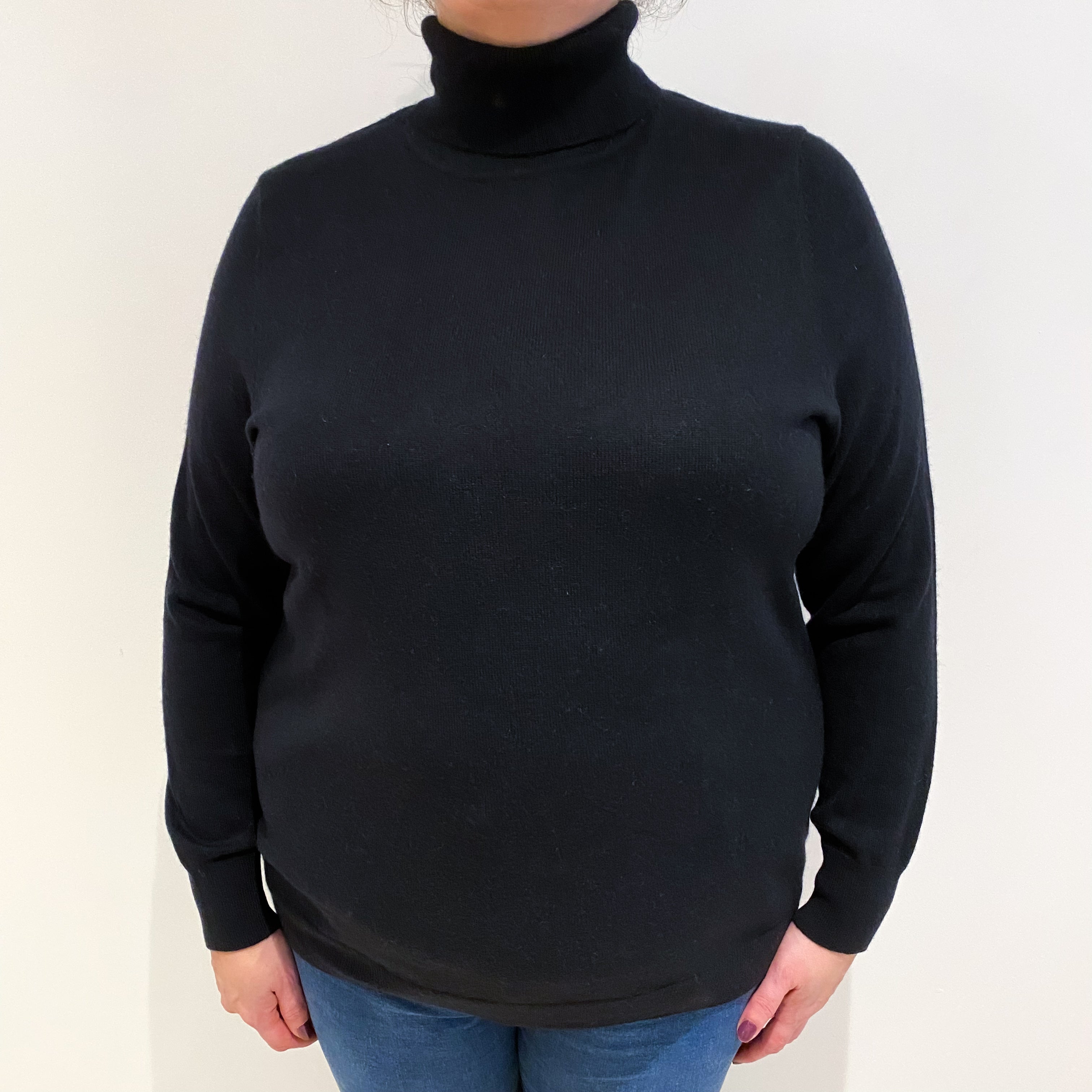 Black Cashmere Polo Neck Jumper Extra Extra Large