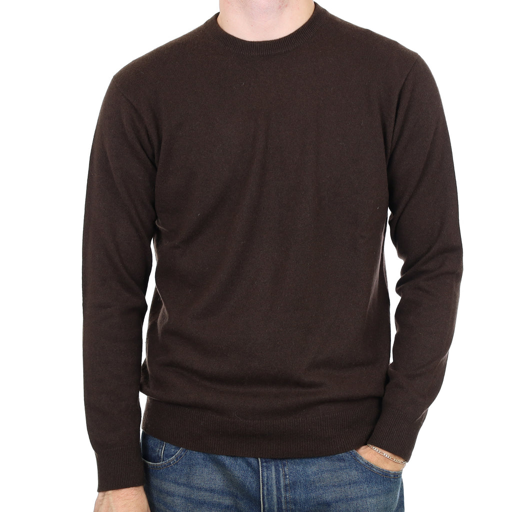 Men’s Chocolate Brown Cashmere Crew Neck Jumper Medium