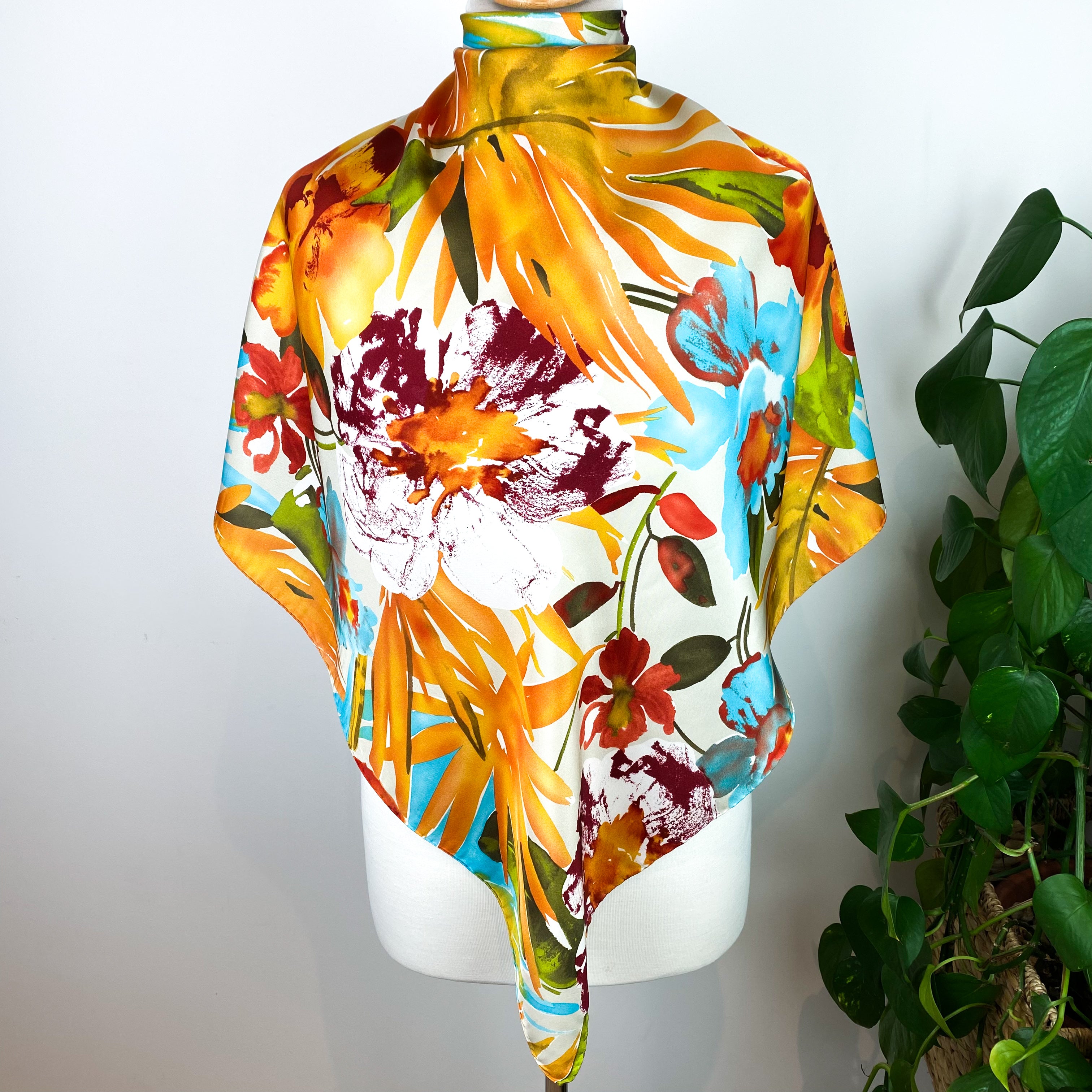Autumnal Floral Italian Silk Scarf