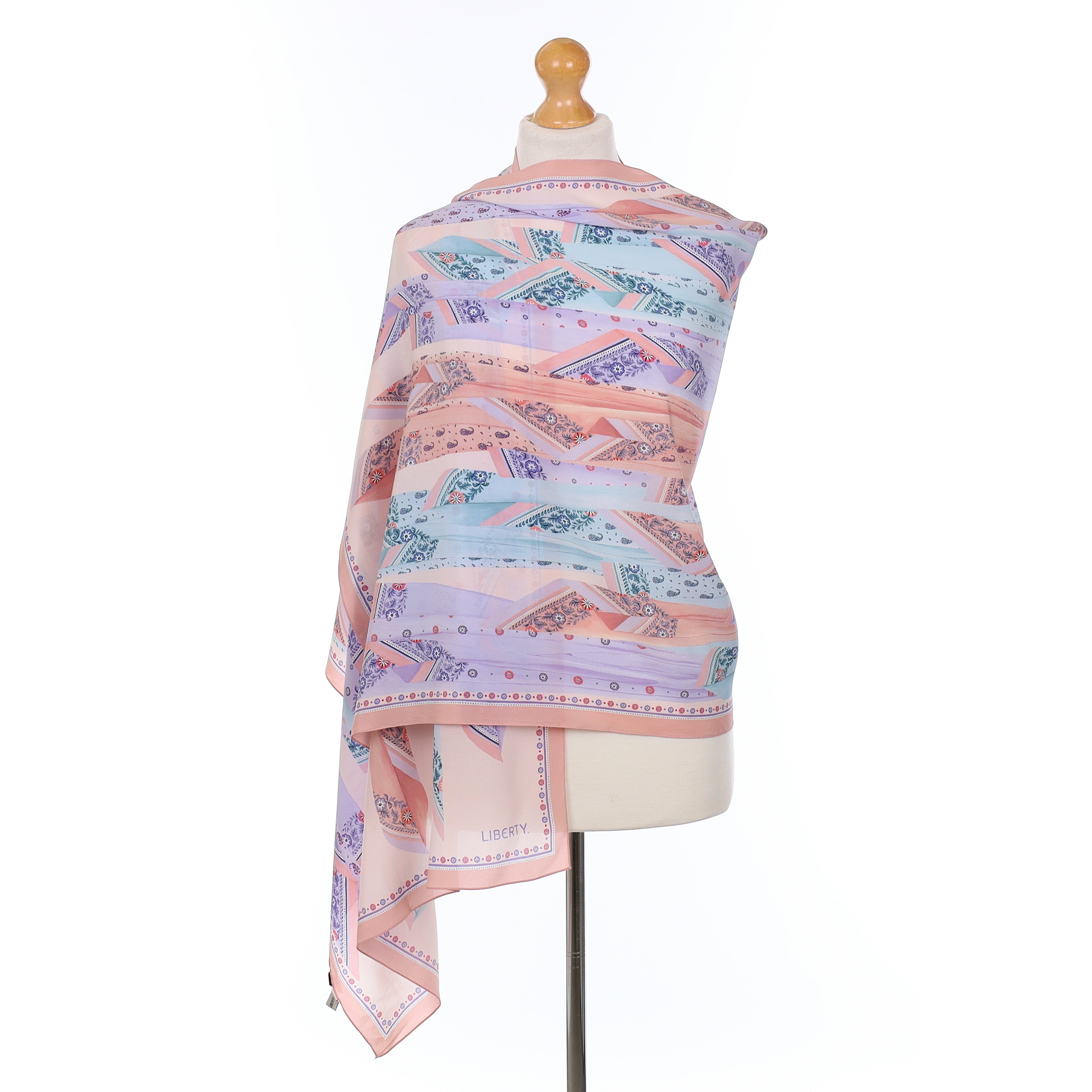 Liberty Pink Patterned Vintage Silk Scarf