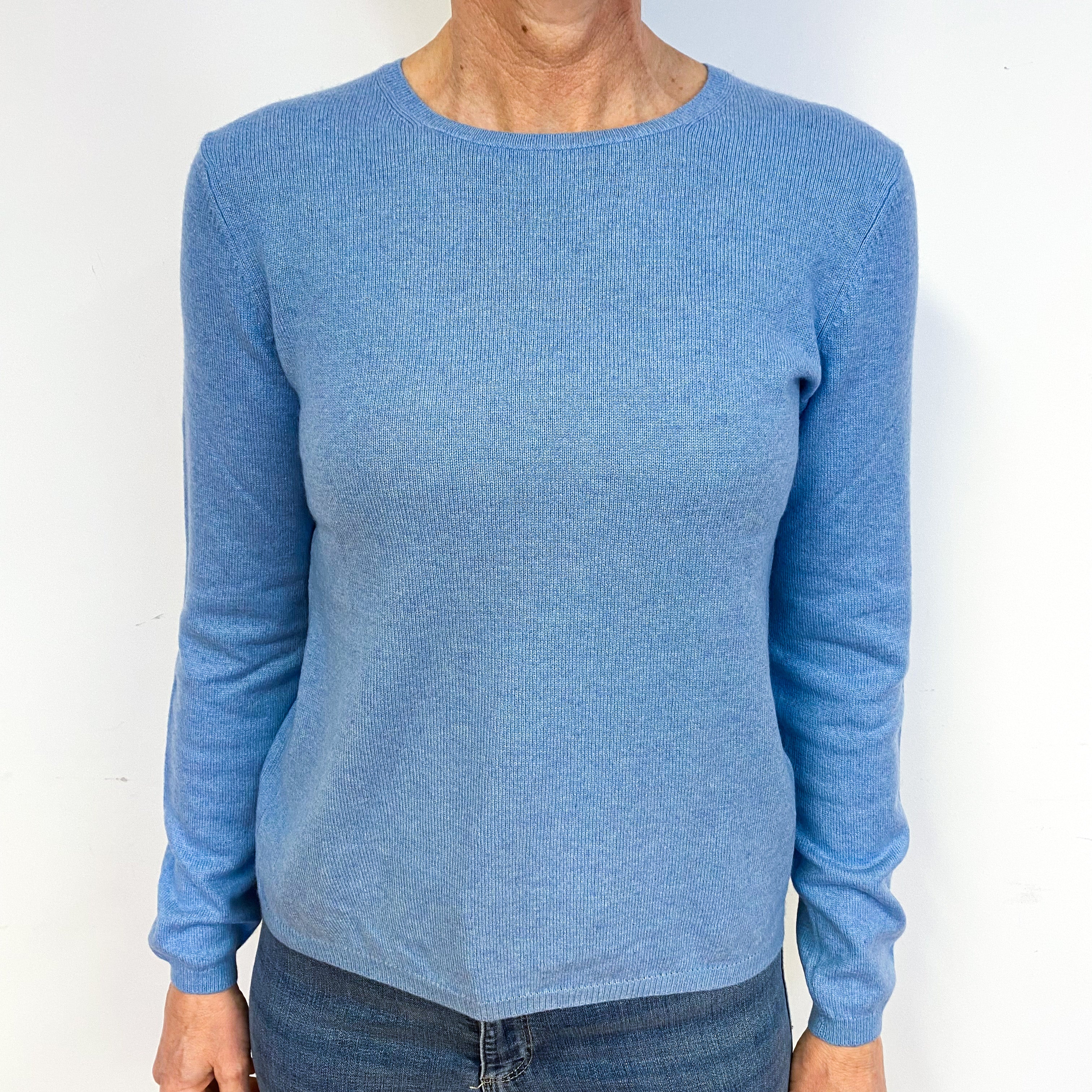 Pale Cornflower Blue Cashmere Crew Neck Jumper Medium