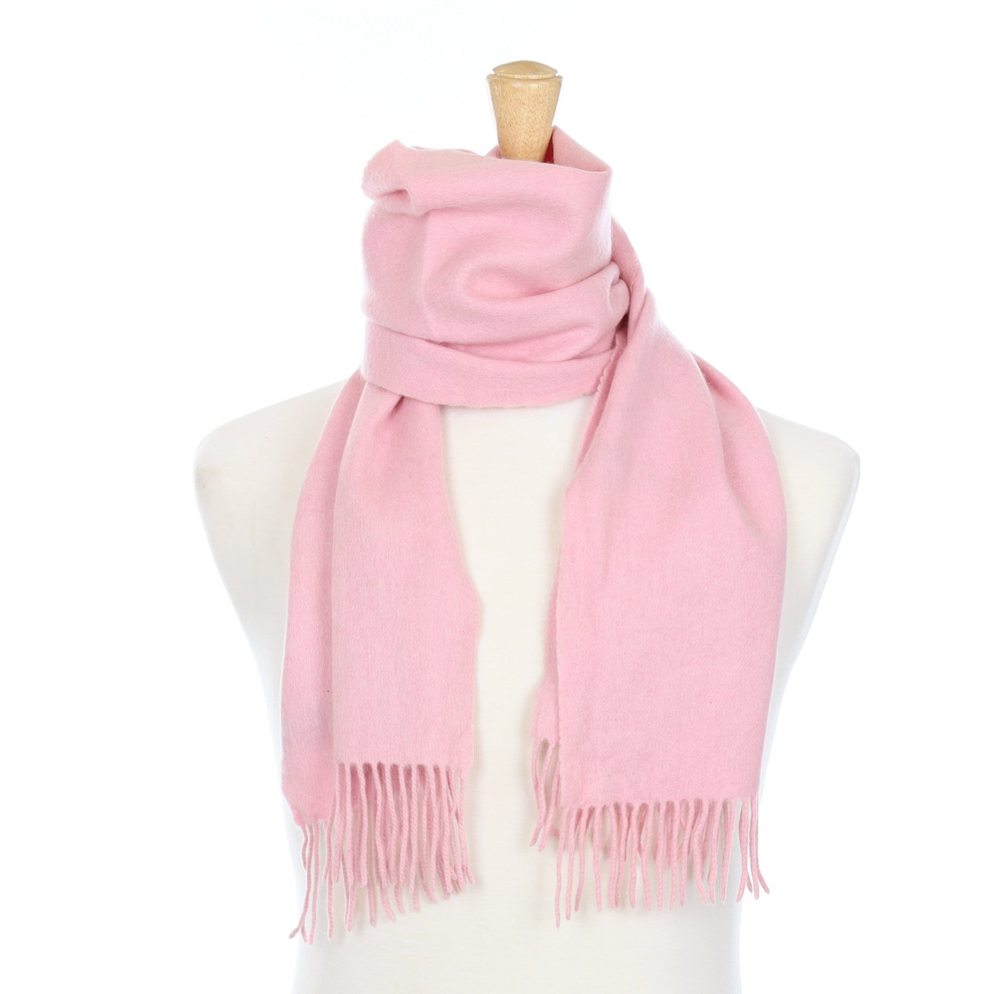 Carnation Pink Cashmere Fringed Woven Scarf