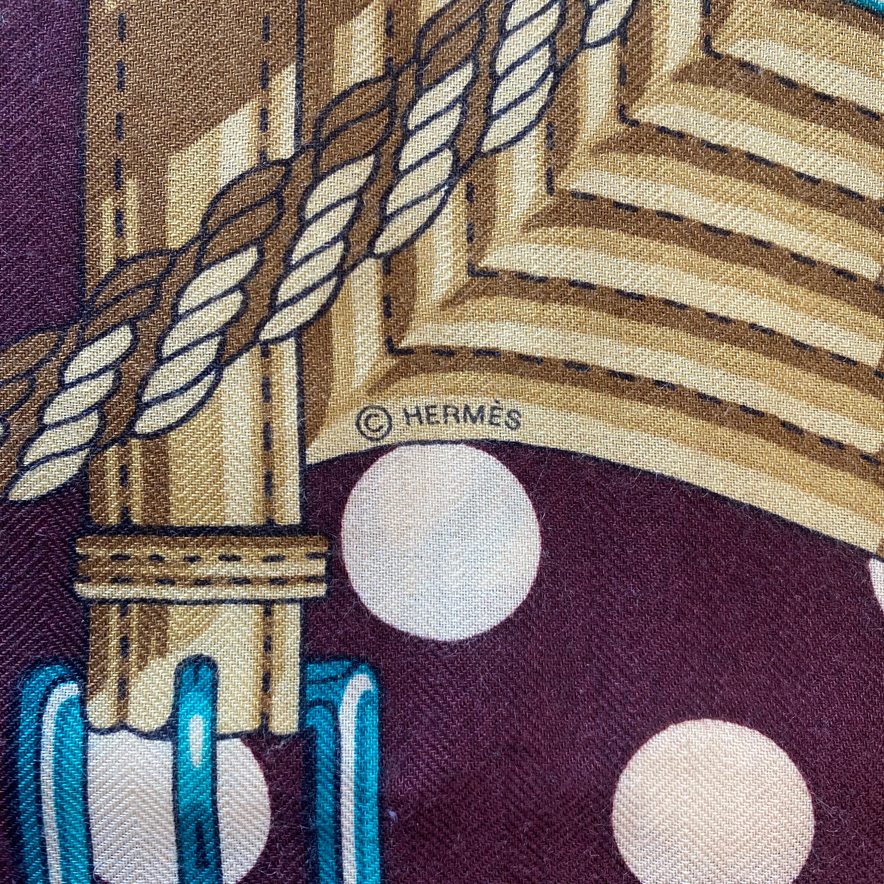 Boxed Hermès Clic-Clac À Pois Silk & 140 Cashmere Shawl Quite Rare
