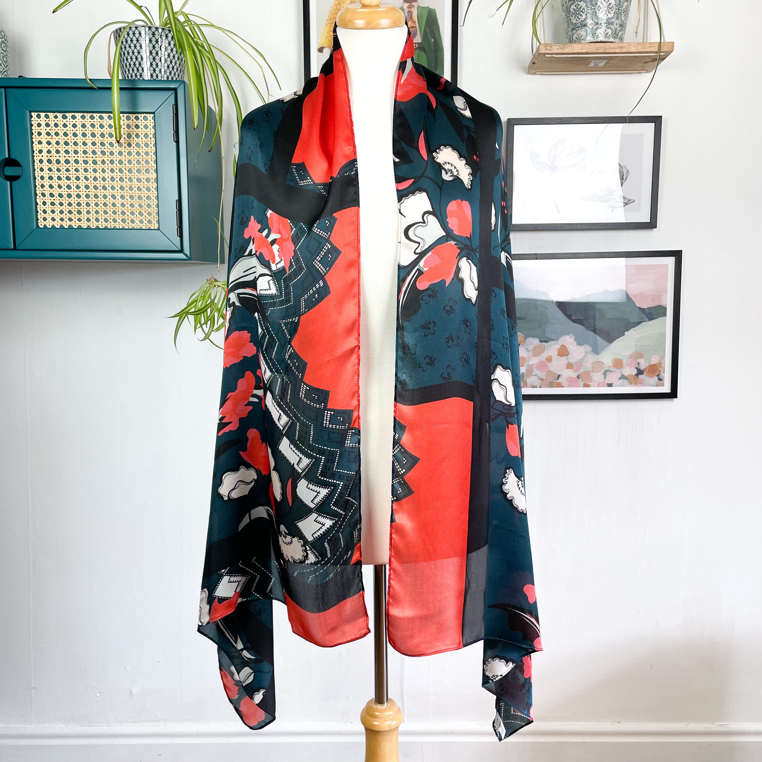 Jigsaw Wrap Style Silk Scarf