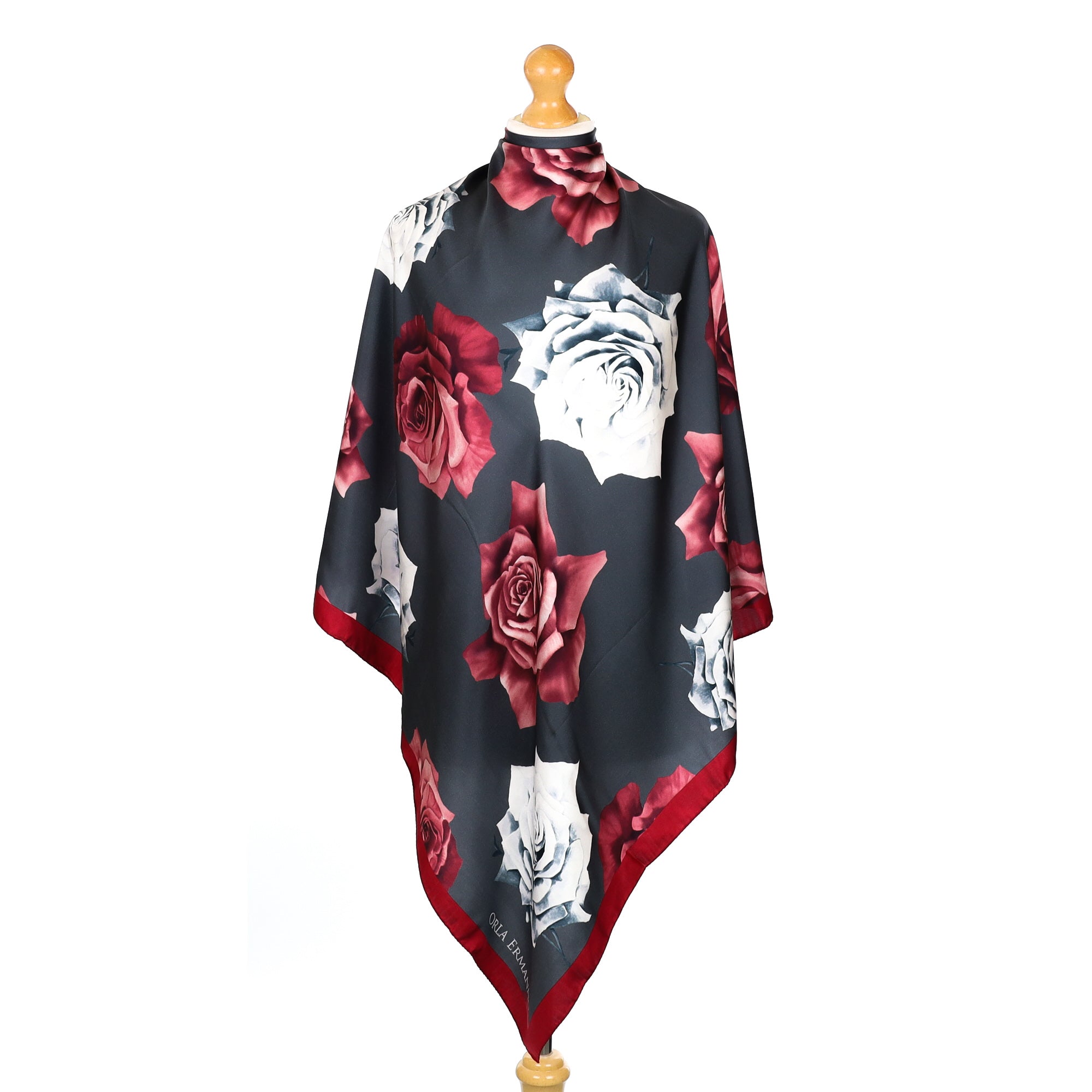 Orla Ermanno Rose Design Silk Scarf