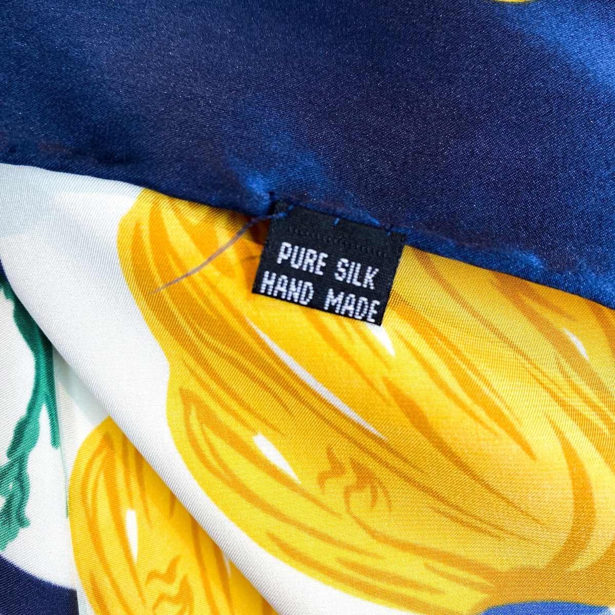 Large Satin Floral Vintage Silk Scarf