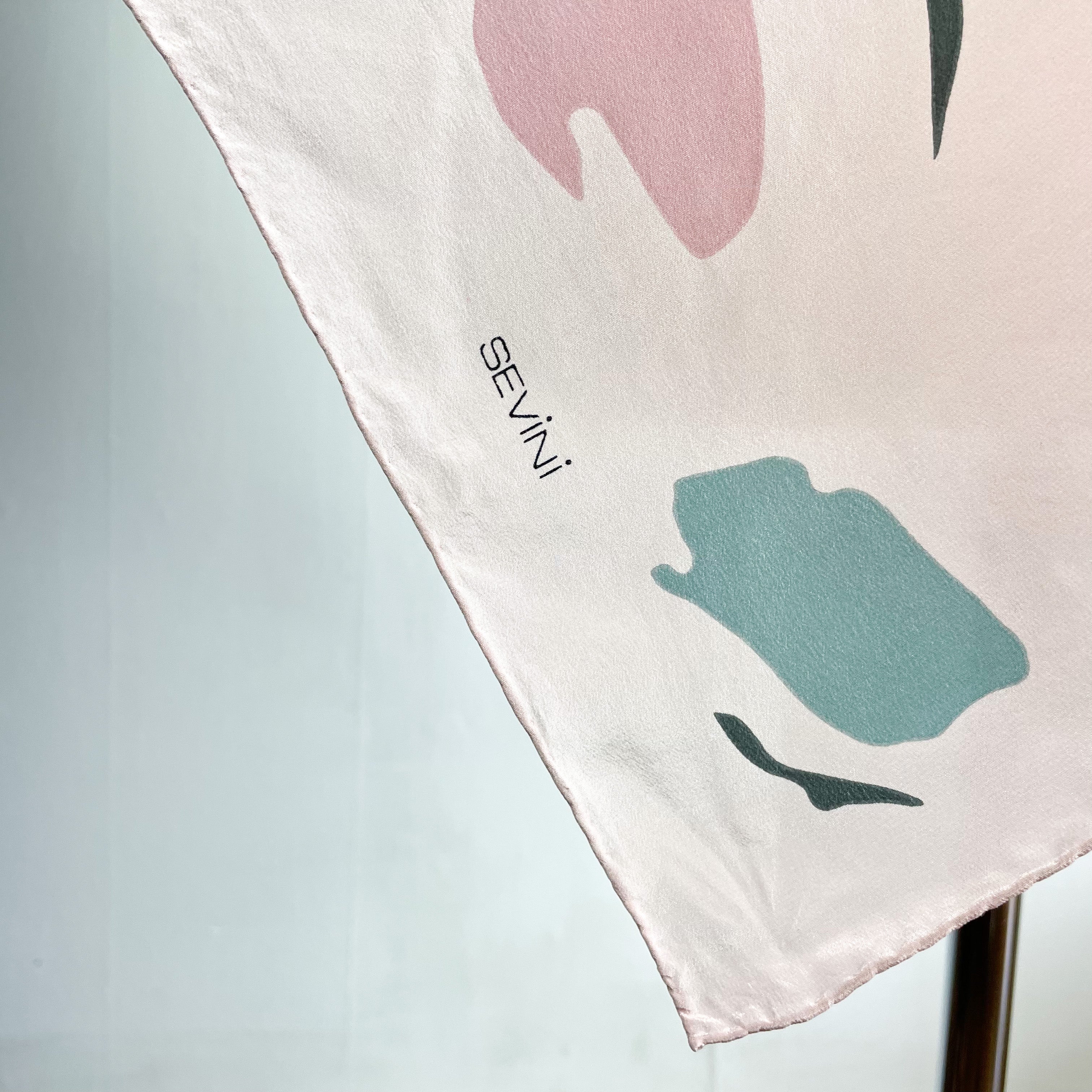Pastel Pink Abstract Design Italian Vintage Silk Scarf