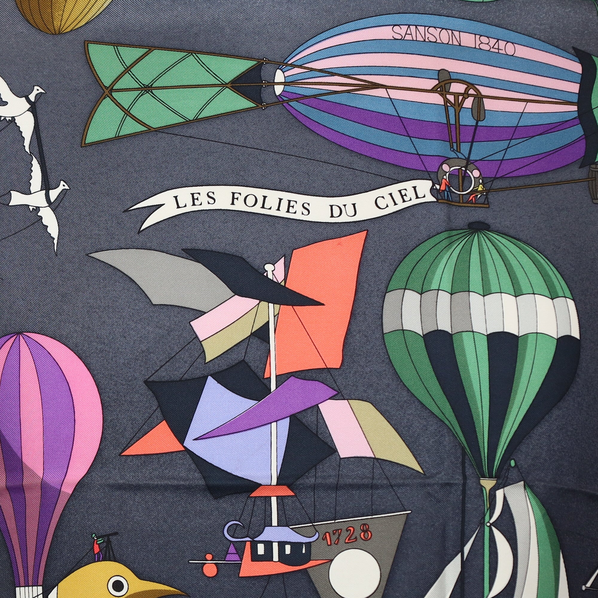 Pristine Hermès Les Folies du Ciel Silk Scarf