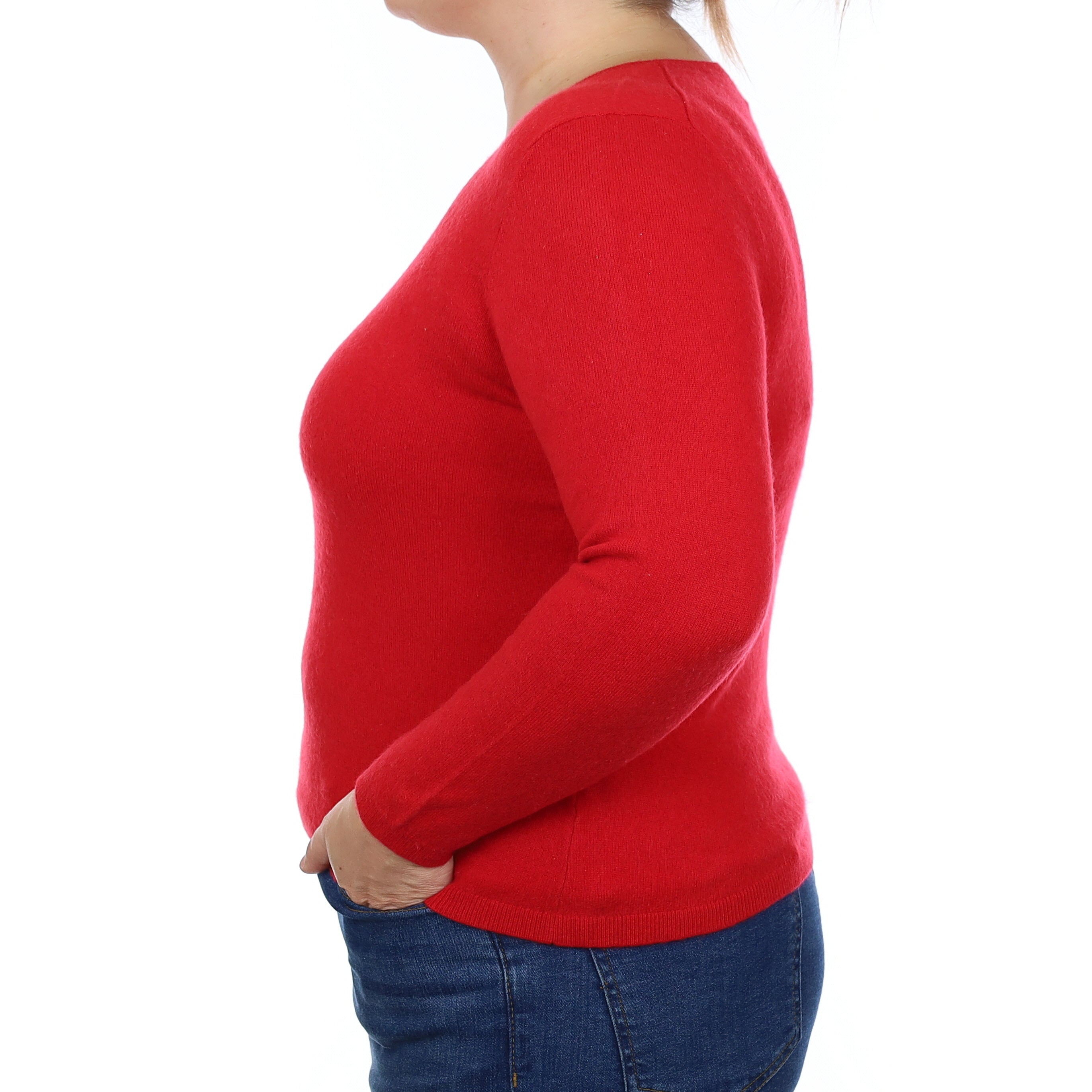 Post Box Red Cashmere Crew Neck Jumper Large