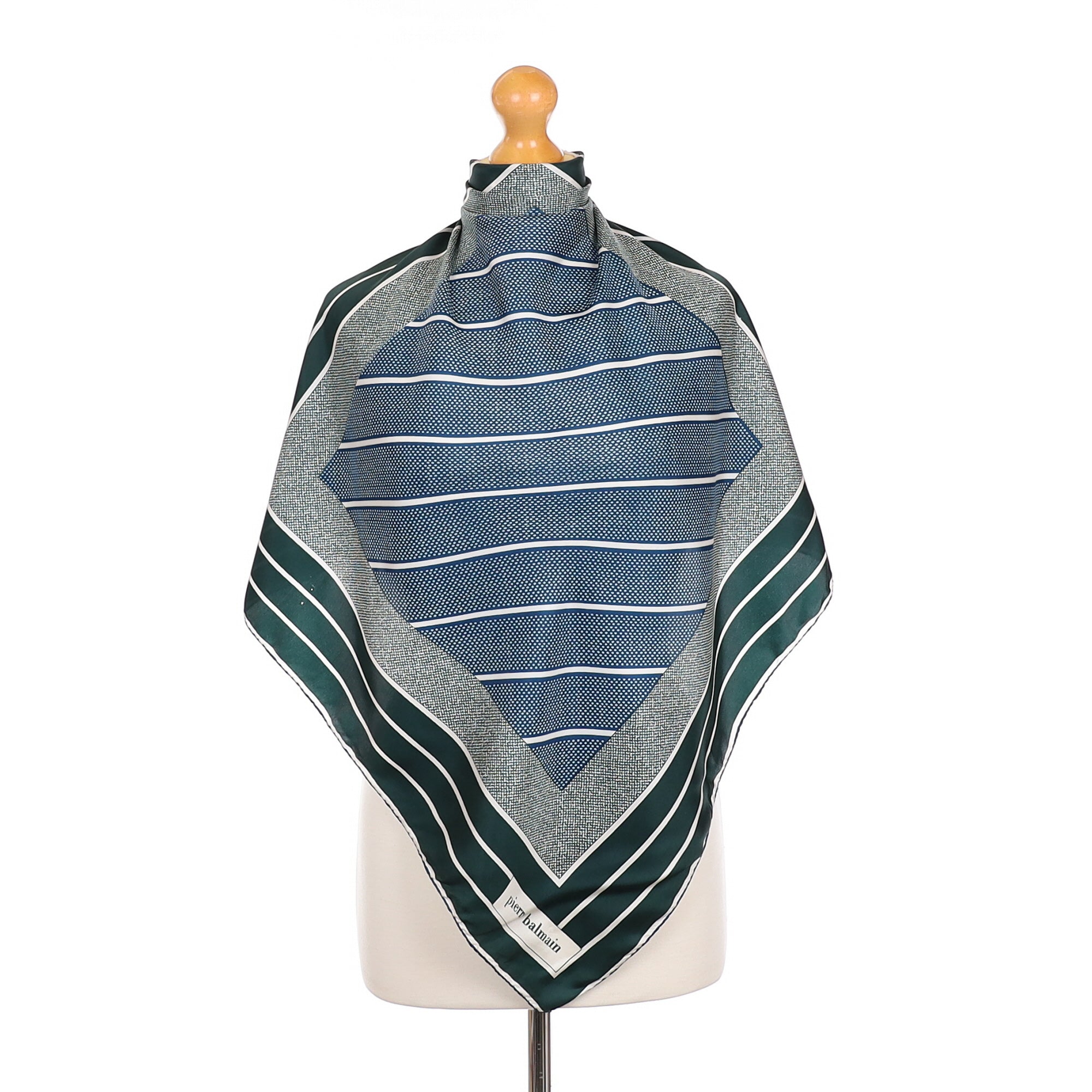 1970’s Pierre Balmain Dark Green Vintage Silk Scarf