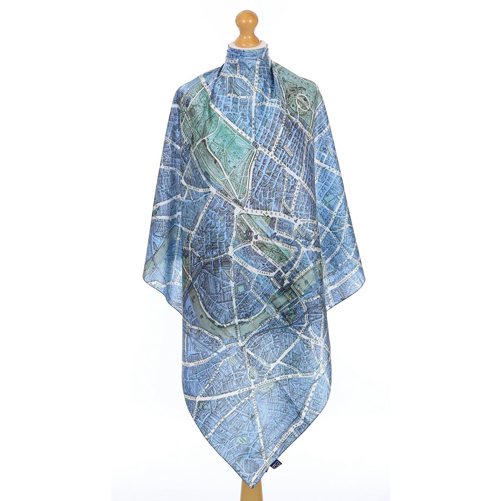 Brand New Blue London Map Silk Scarf
