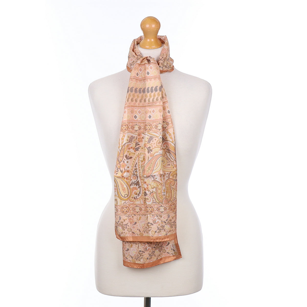 Brand New Rose Gold Paisley Silk Scarf