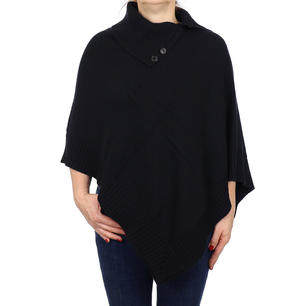 Brand New Scottish Hawico Black Luxury Chunky Cashmere Poncho
