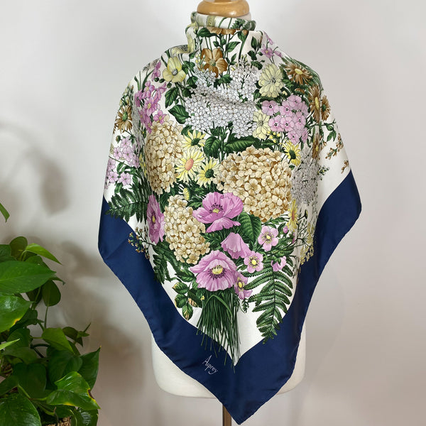 Asprey Floral Italian Designer Silk Scarf