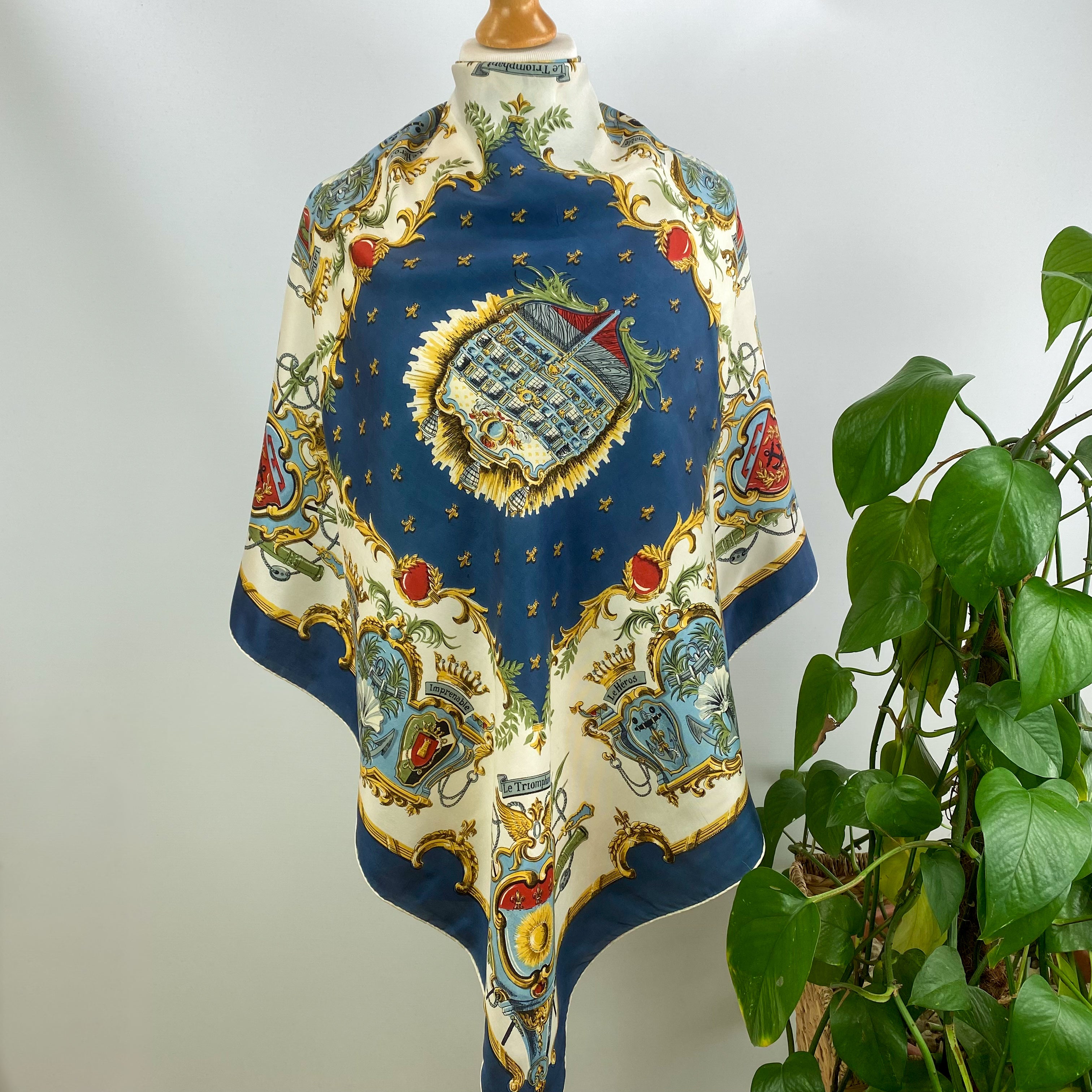 Traditional Heraldic Vintage Silk Scarf