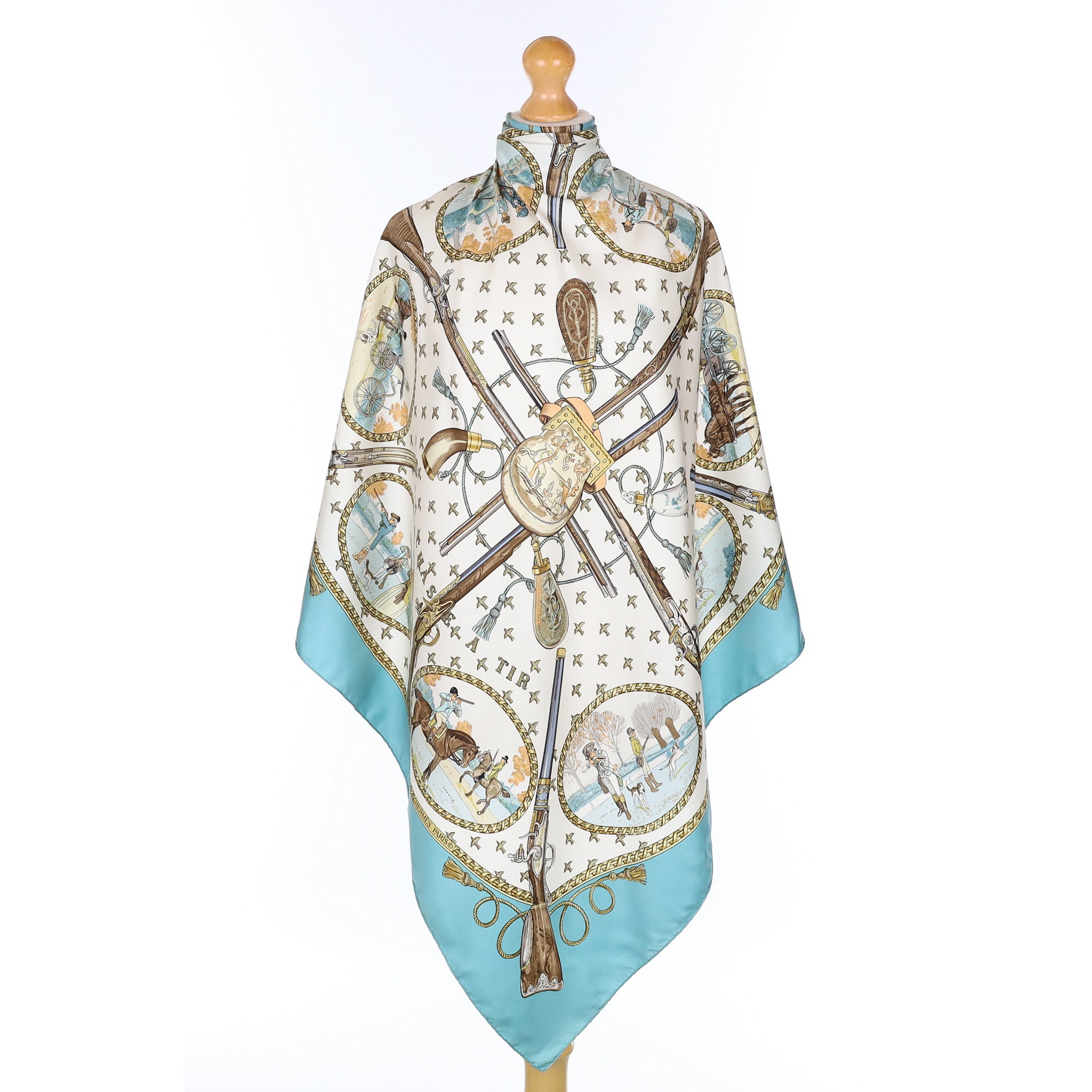 Hermès La Chasse a Tir Silk Scarf