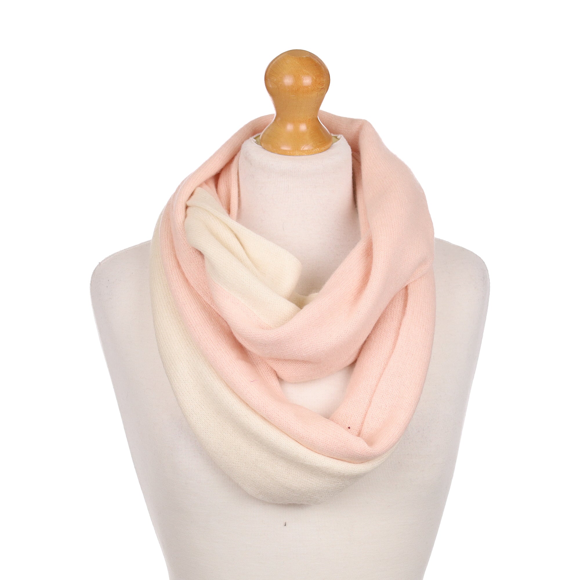 Shell Pink and Ivory Cashmere Infinity Scarf