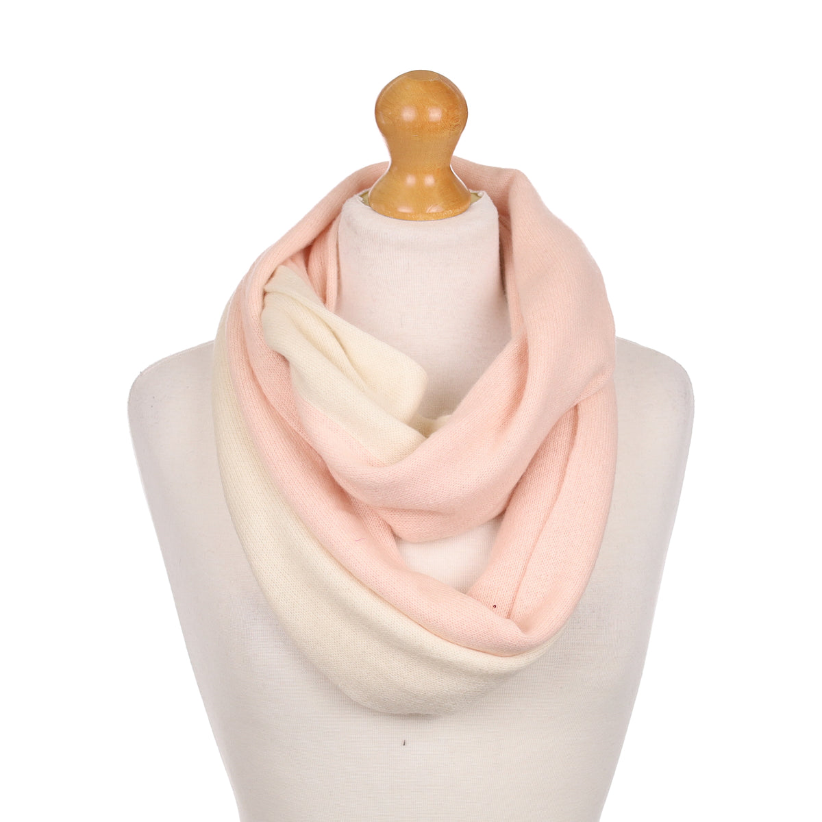 Shell Pink and Ivory Cashmere Infinity Scarf