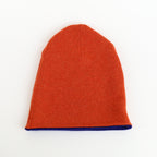 Cobalt Blue and Orange Reversible Cashmere Beanie Hat