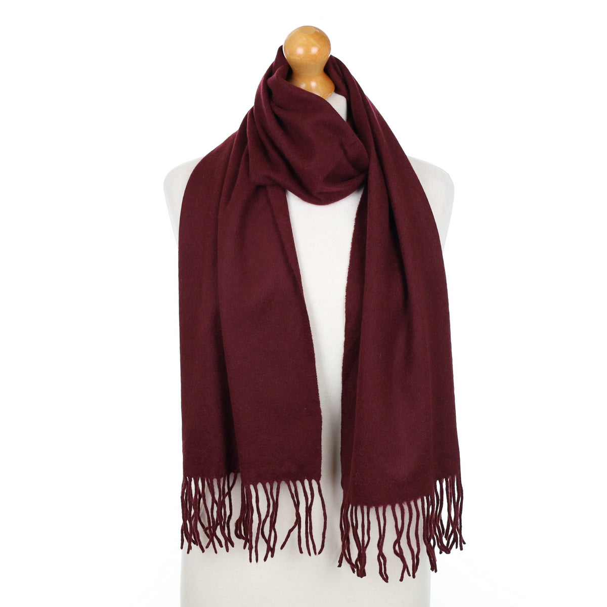 Mulberry Purple Fringed Cashmere Woven Scarf