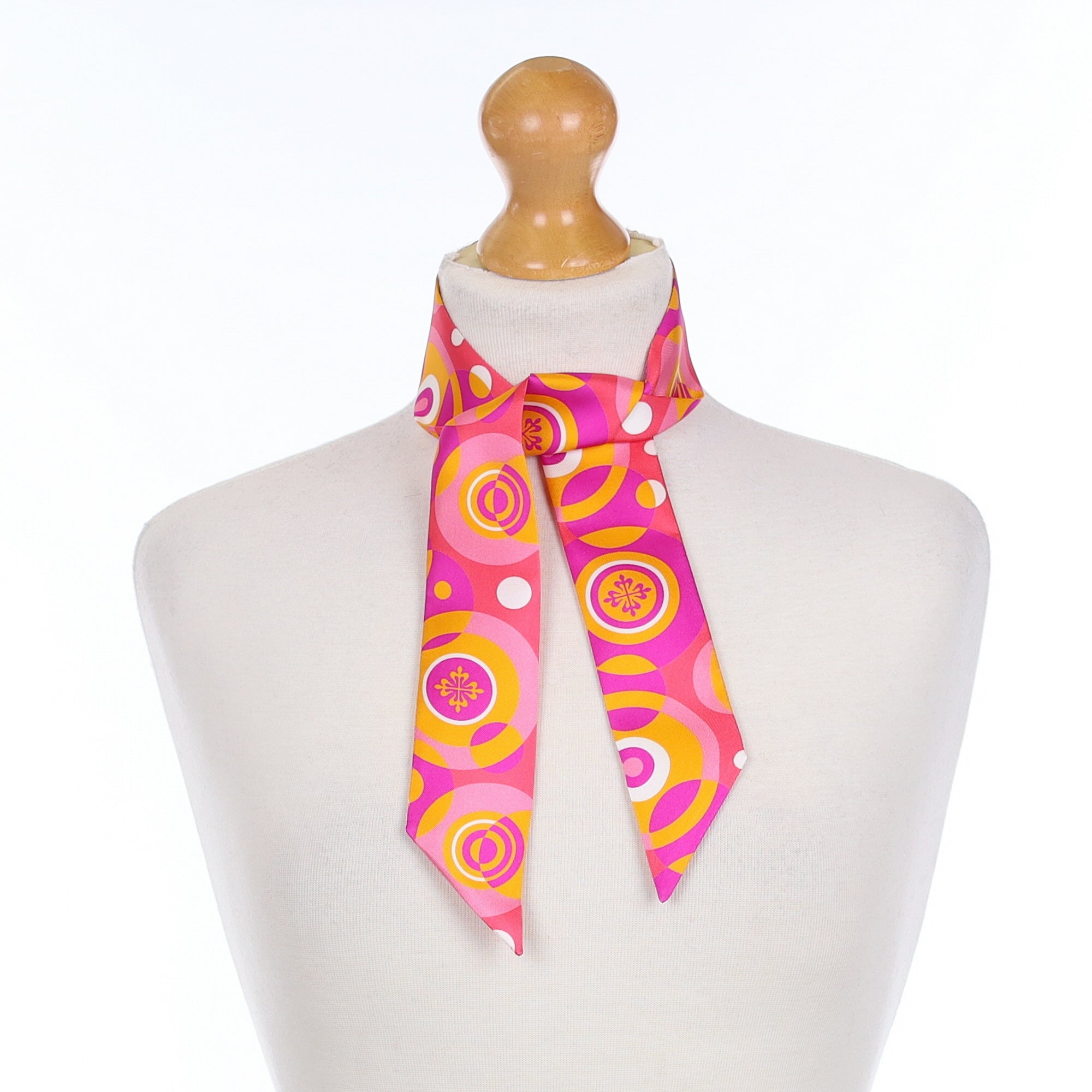 Brand New Boxed Pink and Orange Patek Philippe Silk Twilly Scarf
