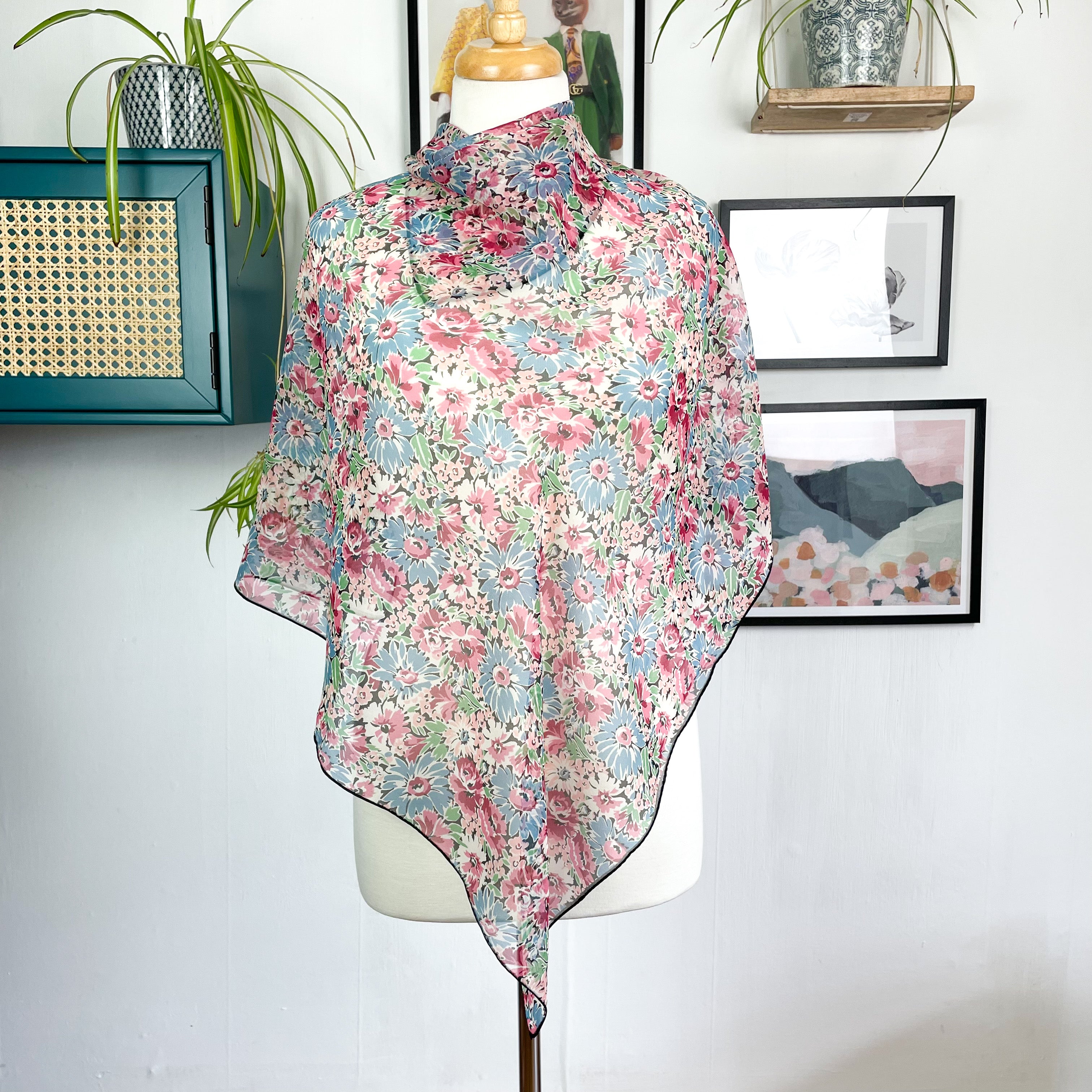 Chiffon Floral Vintage Silk Scarf