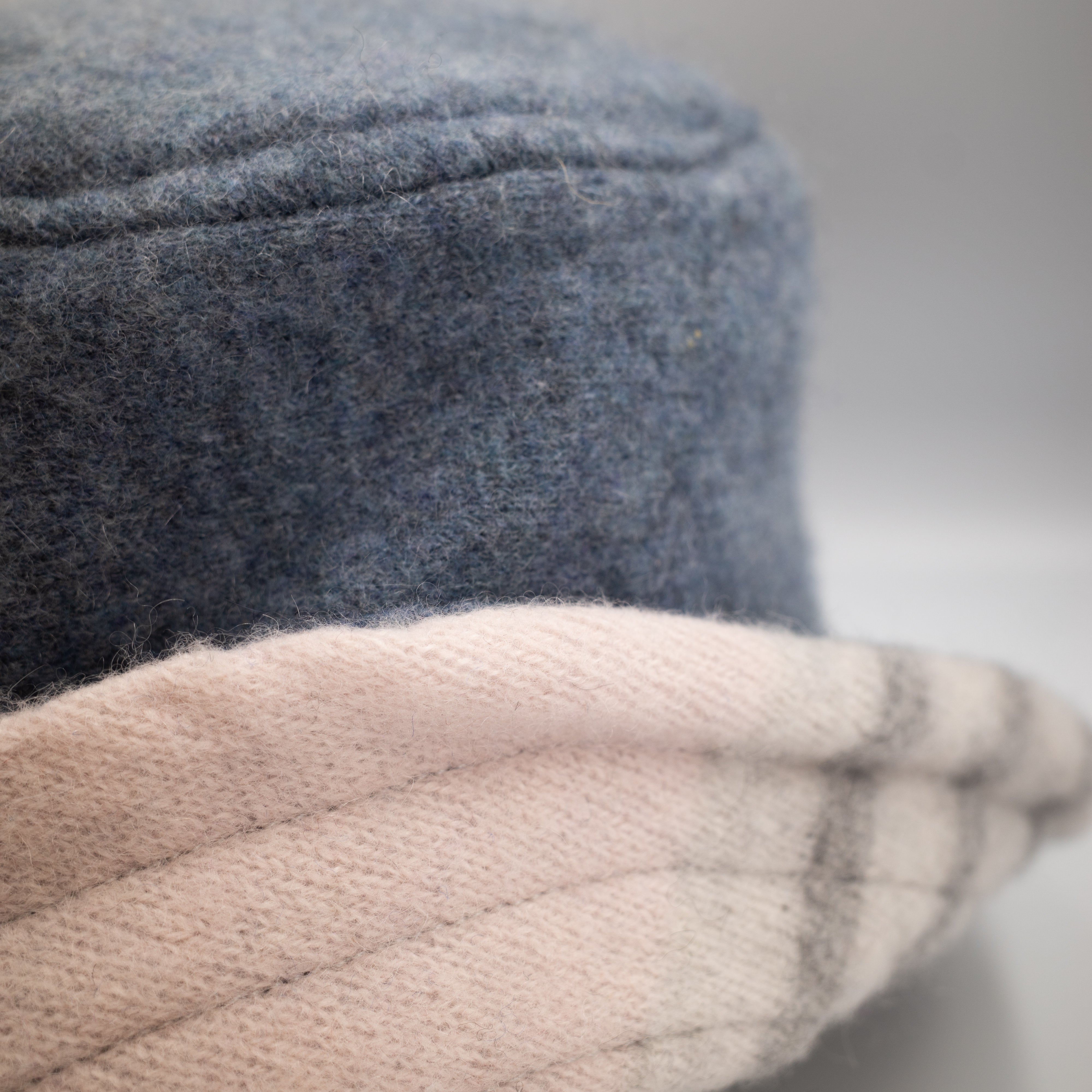 Denim Blue Reversible Cashmere Bucket Hat Medium