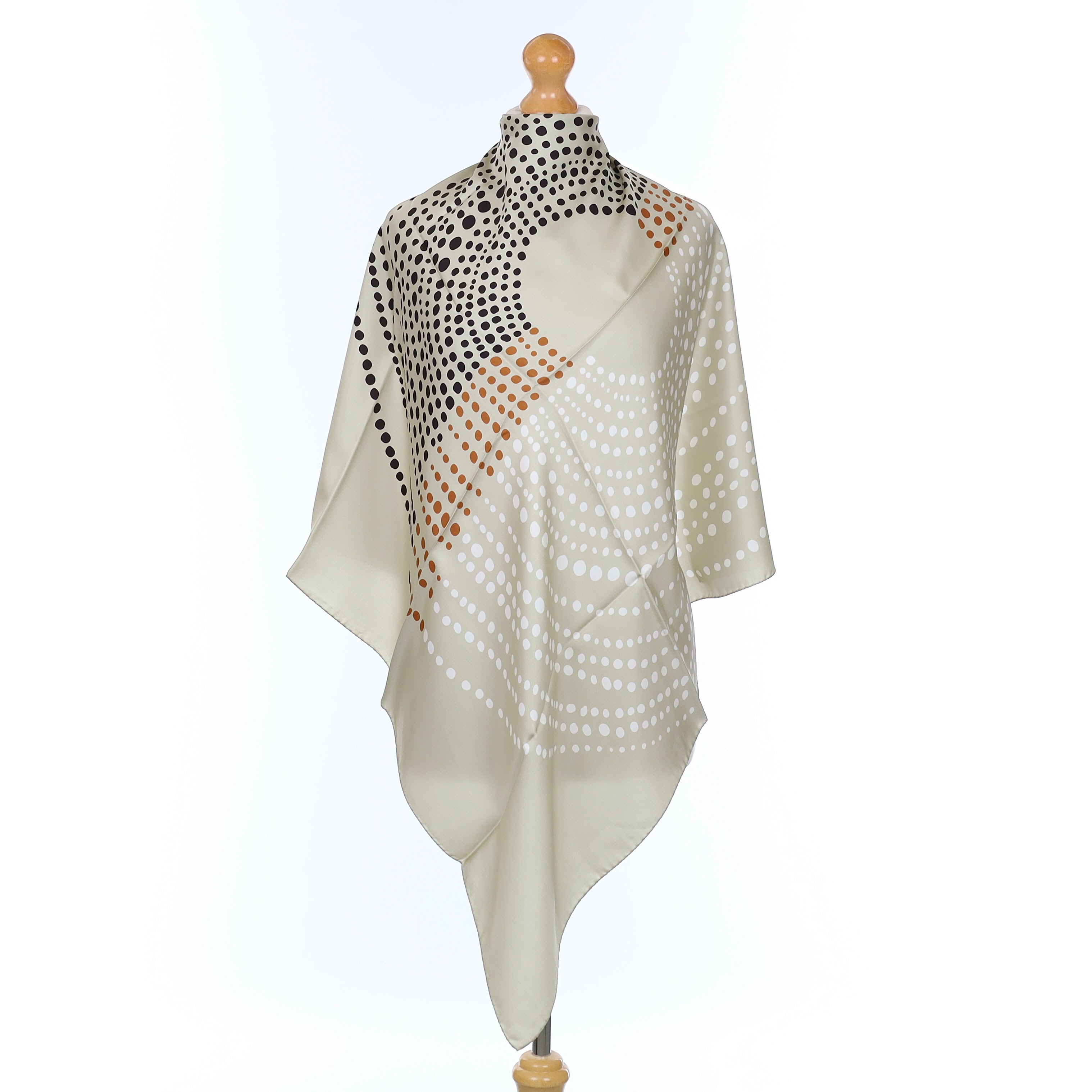 Brand New Italian Alabaster Spotted Silk Scarf