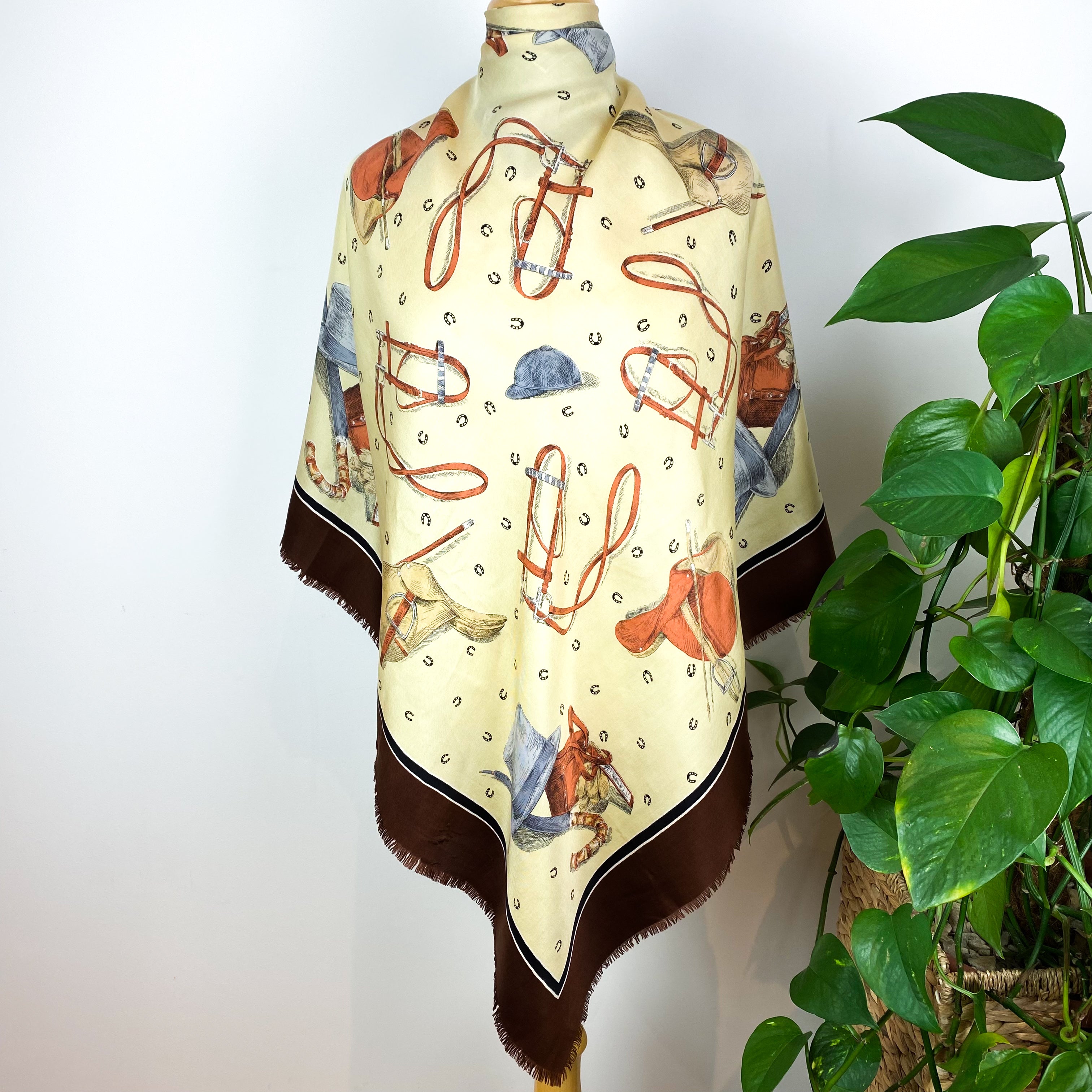 1980s Equestrian Vintage Silk Scarf