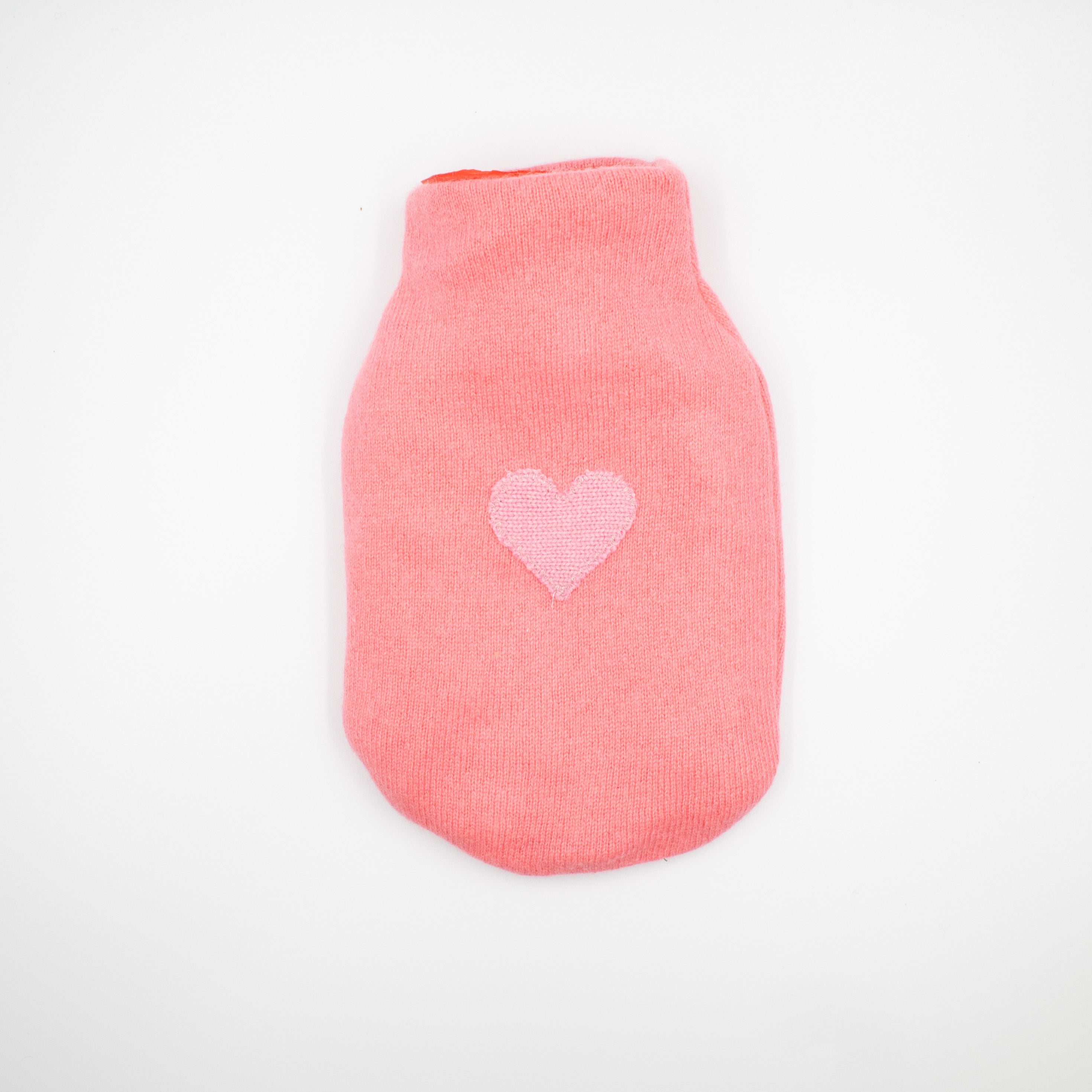 Bright Coral Pink Cashmere Small Hot Water Bottle
