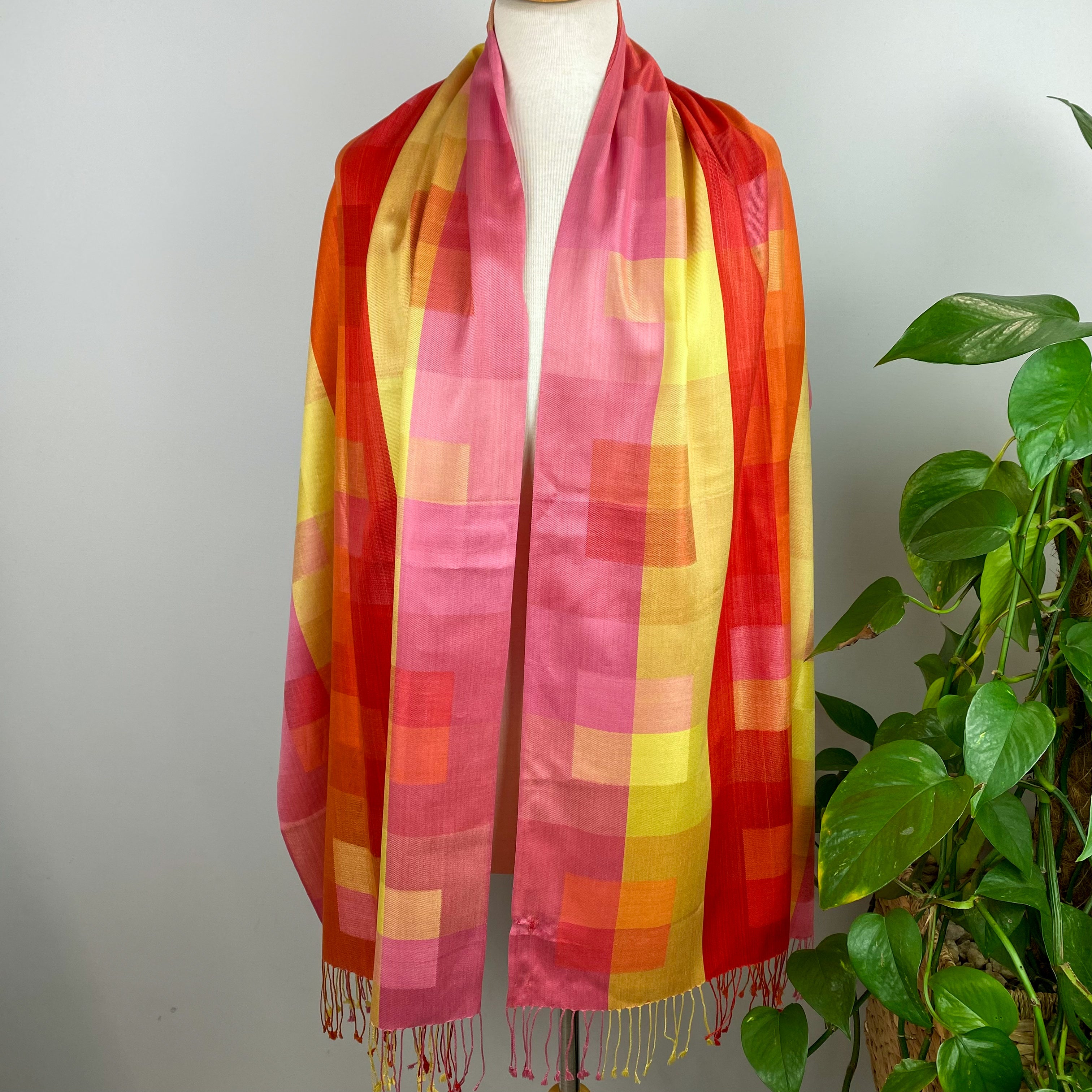 Crumpet Woven Wrap Style Tassled Silk Scarf