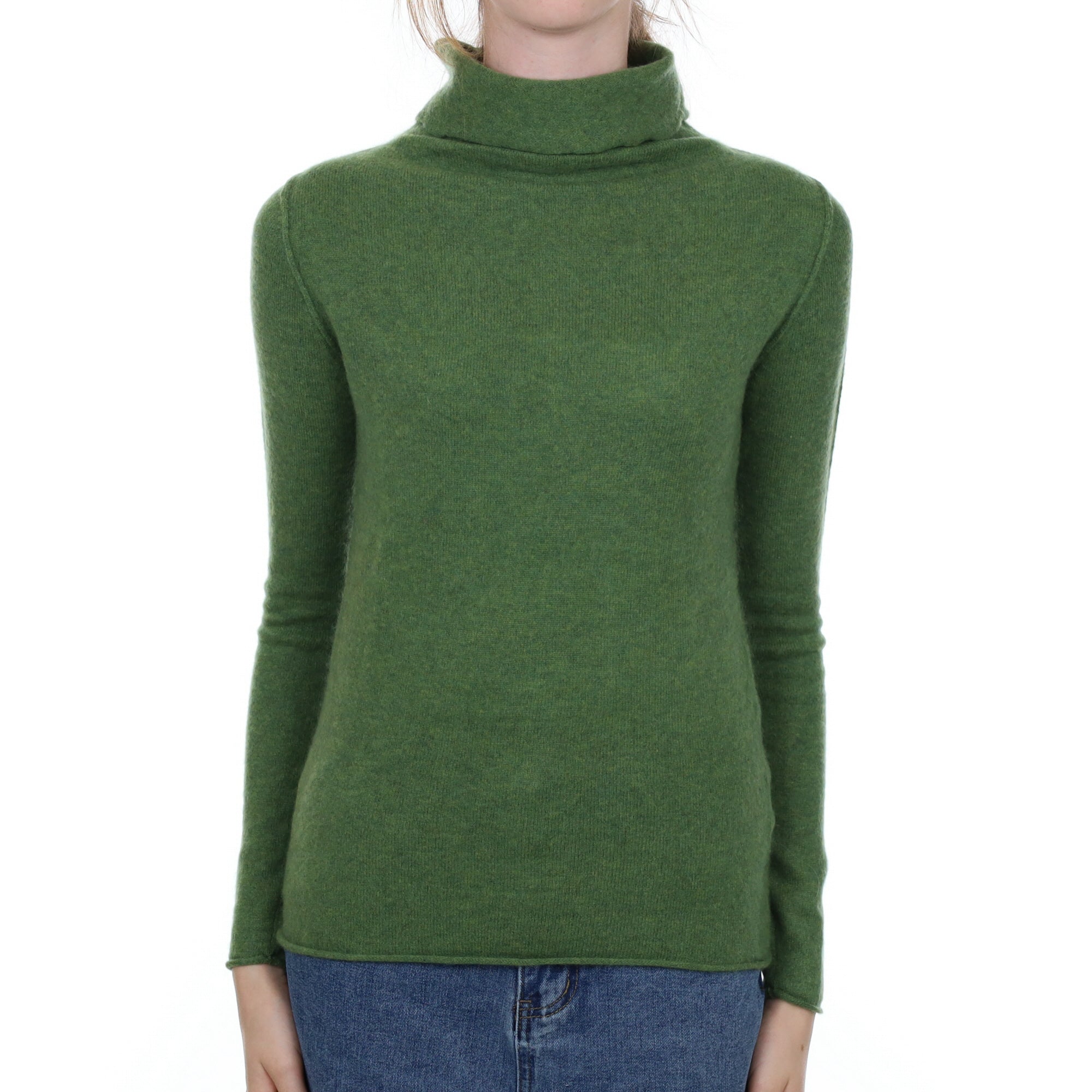 Fern Green Cashmere Polo Neck Jumper Extra Small