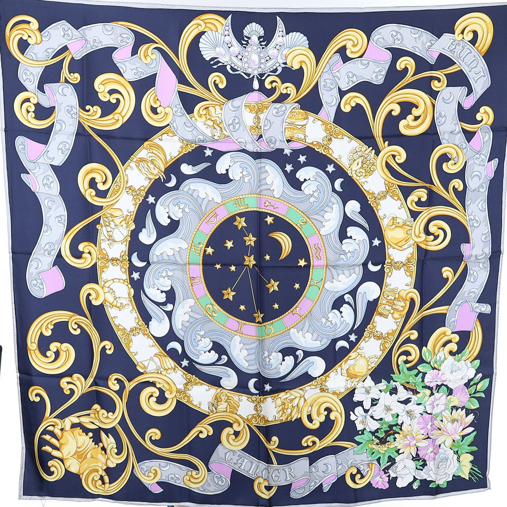 Brand New Boxed Christian Fischbacher Cancer Zodiac Sign Silk Scarf