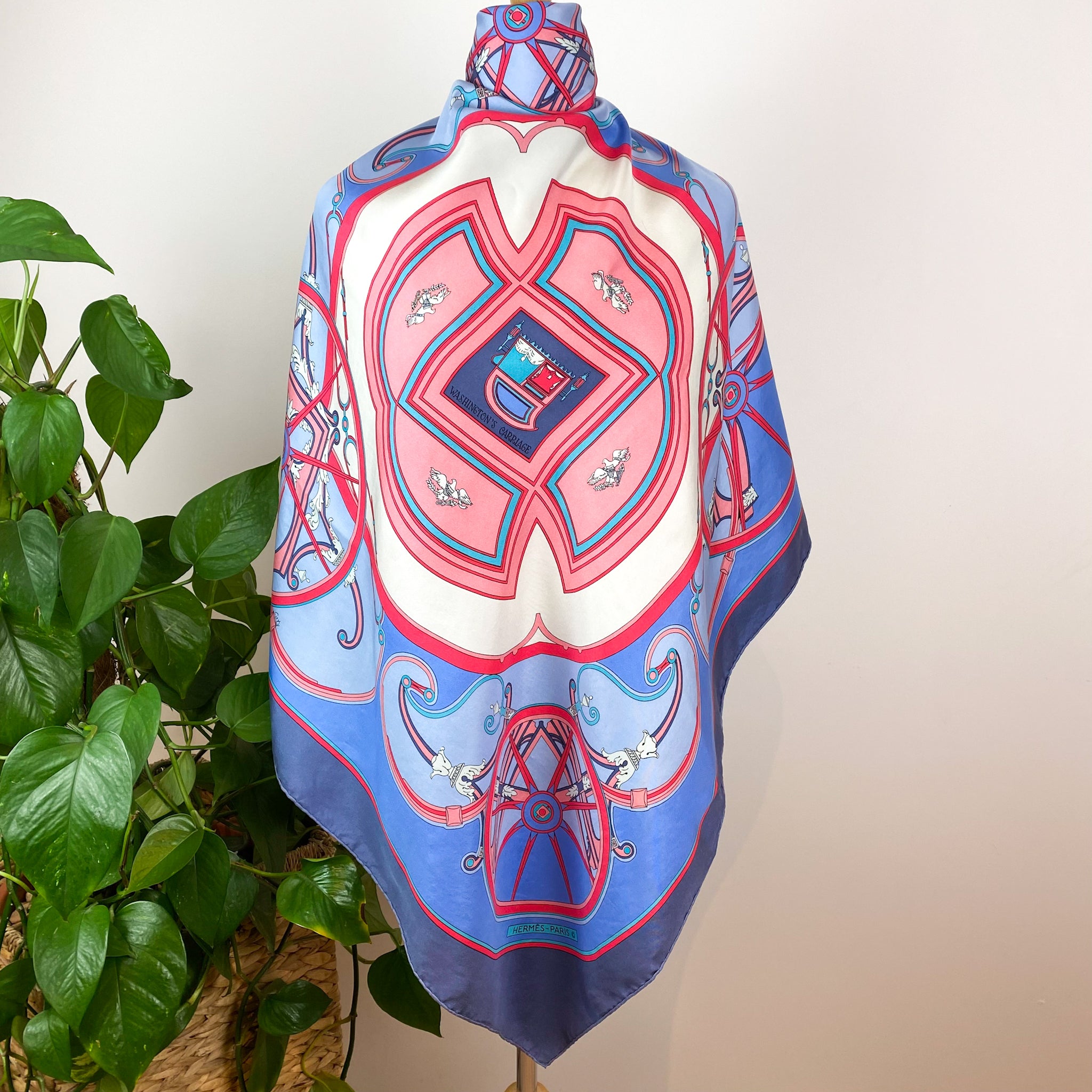 Boxed Hermes Washington’s Carriage 1978 Designer Silk Scarf