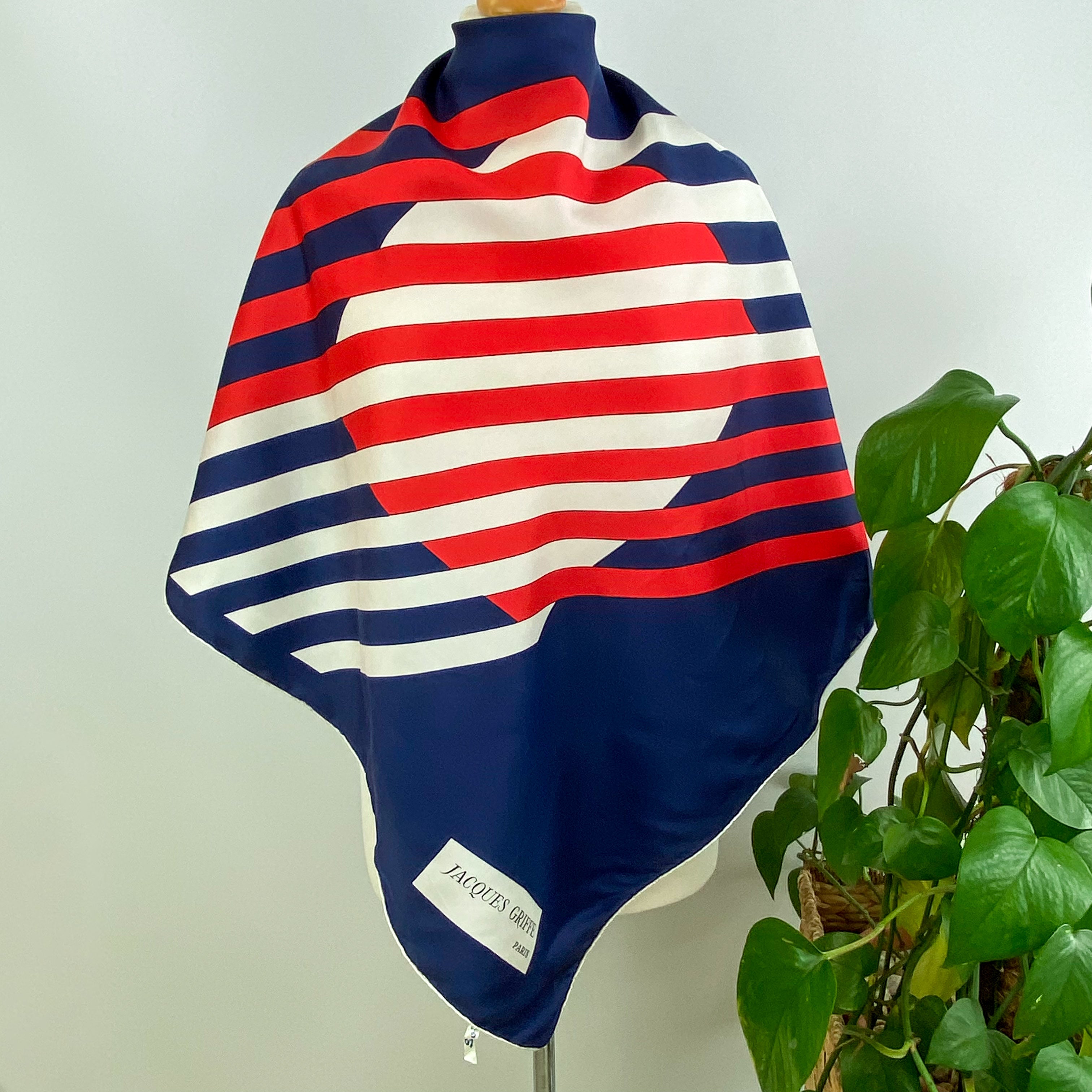 70’s Jacques Griffe Abstract Silk Scarf