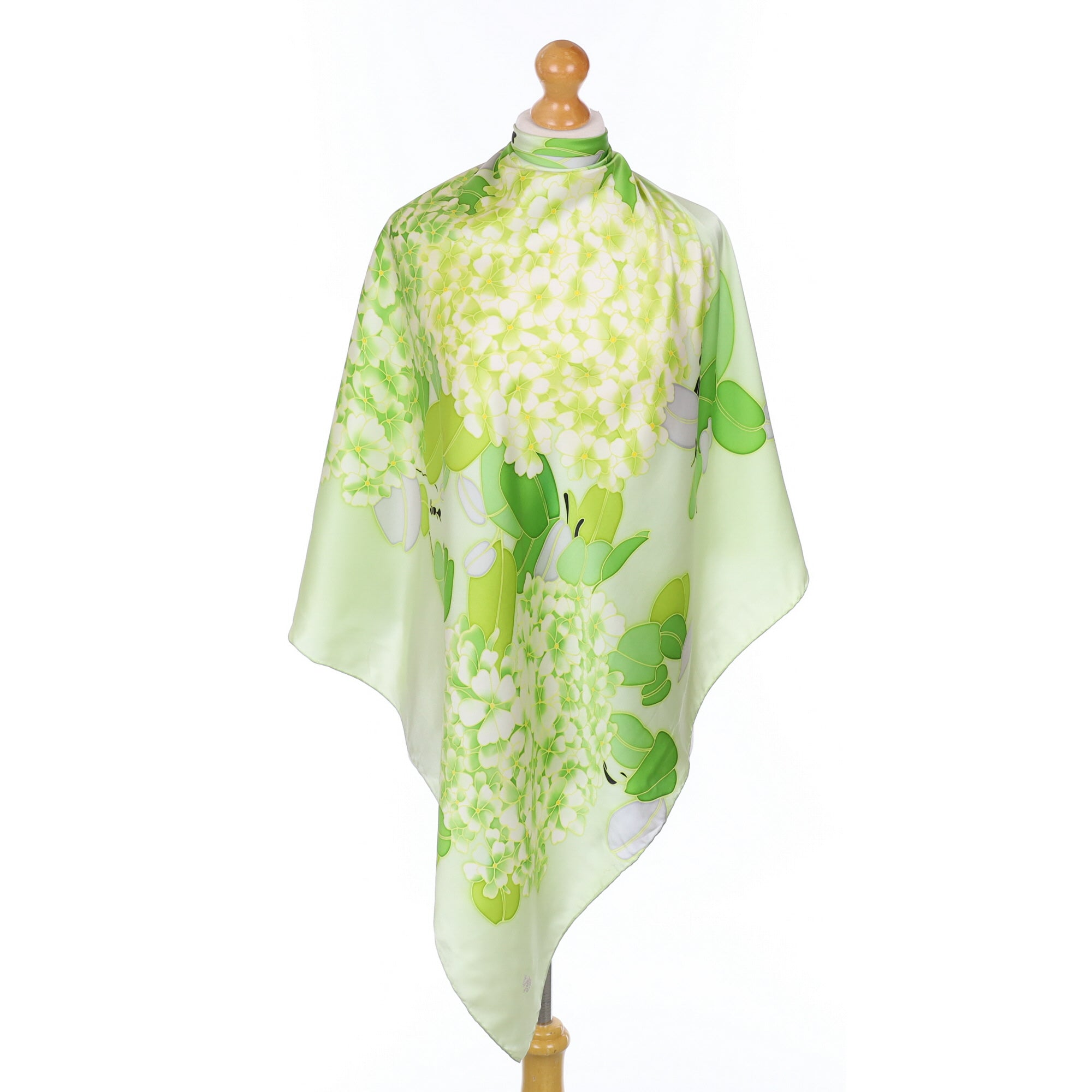 Botanical Green Silk Scarf